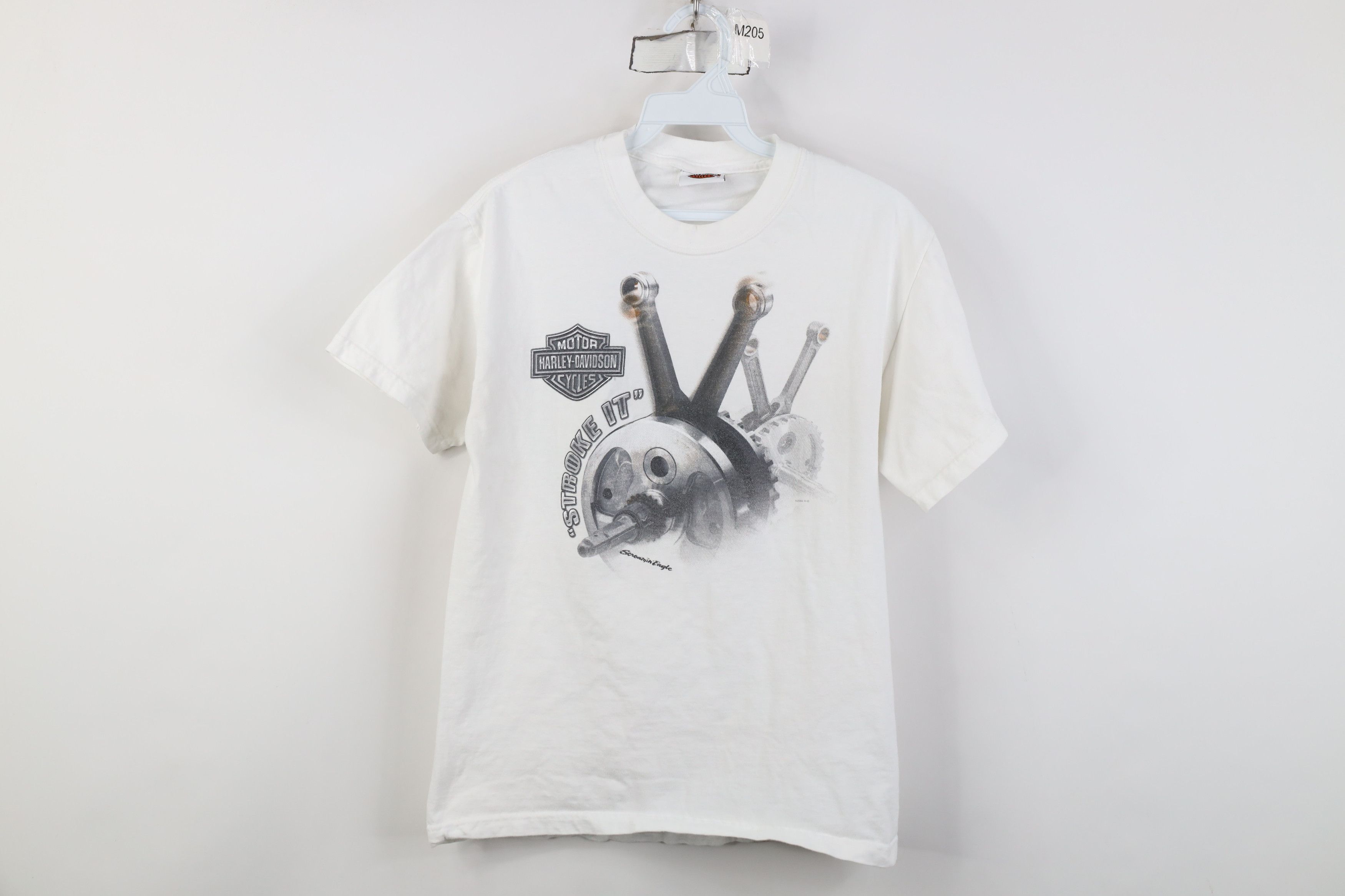 Harley Davidson Vintage Y2K 2004 Harley Davidson Stroke It T-Shirt White Size S / US 4 / IT 40 - 1 Thumbnail