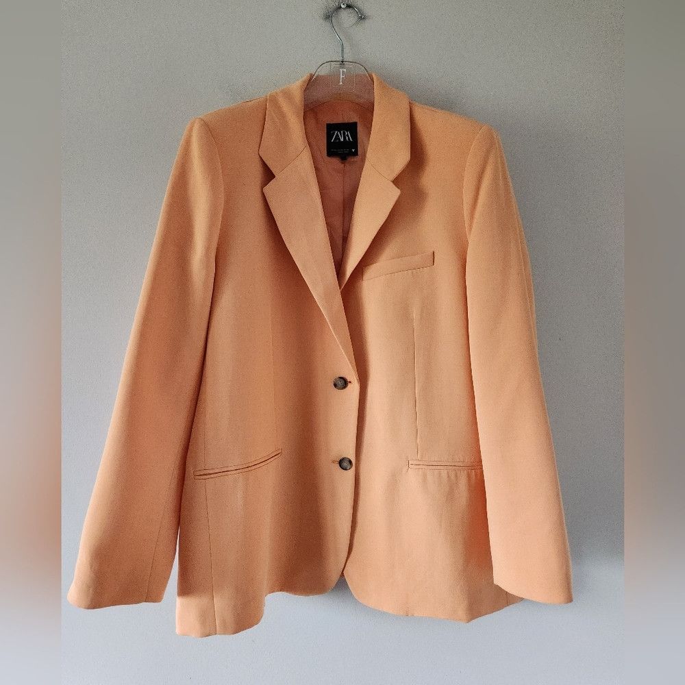Zara ZARA | STRAIGHT CUT BLAZER JACKET Tangerine Orange Sz XXL Size XXL / US 16-18 / IT 52-54 - 2 Thumbnail