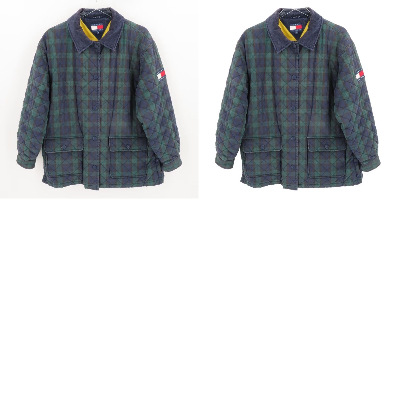 Tommy Hilfiger VINTAGE Tommy Hilfiger Jacket Blue Tartan Plaid Corduroy Collar 90s Quilted Coat Mens XL Cotton Casual Size US XL / EU 56 / 4 - 10 Thumbnail