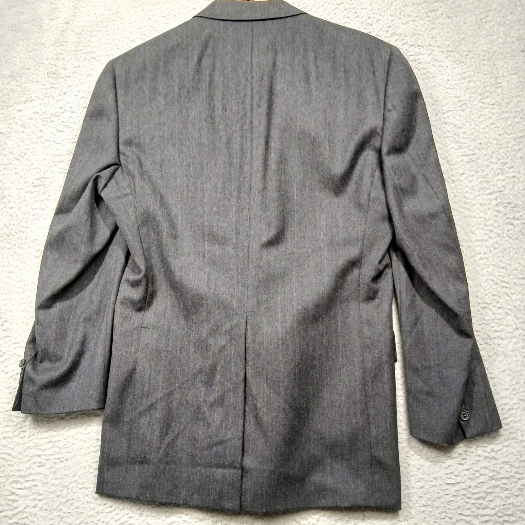 Hart Schaffner Marx Hart Schaffner Marx Blazer Mens Gray Wool 2 Button Jacket Suit Jacket Tweed Herringbone Notch Lapel 44 Regular Vintage No Size 44R - 3 Thumbnail