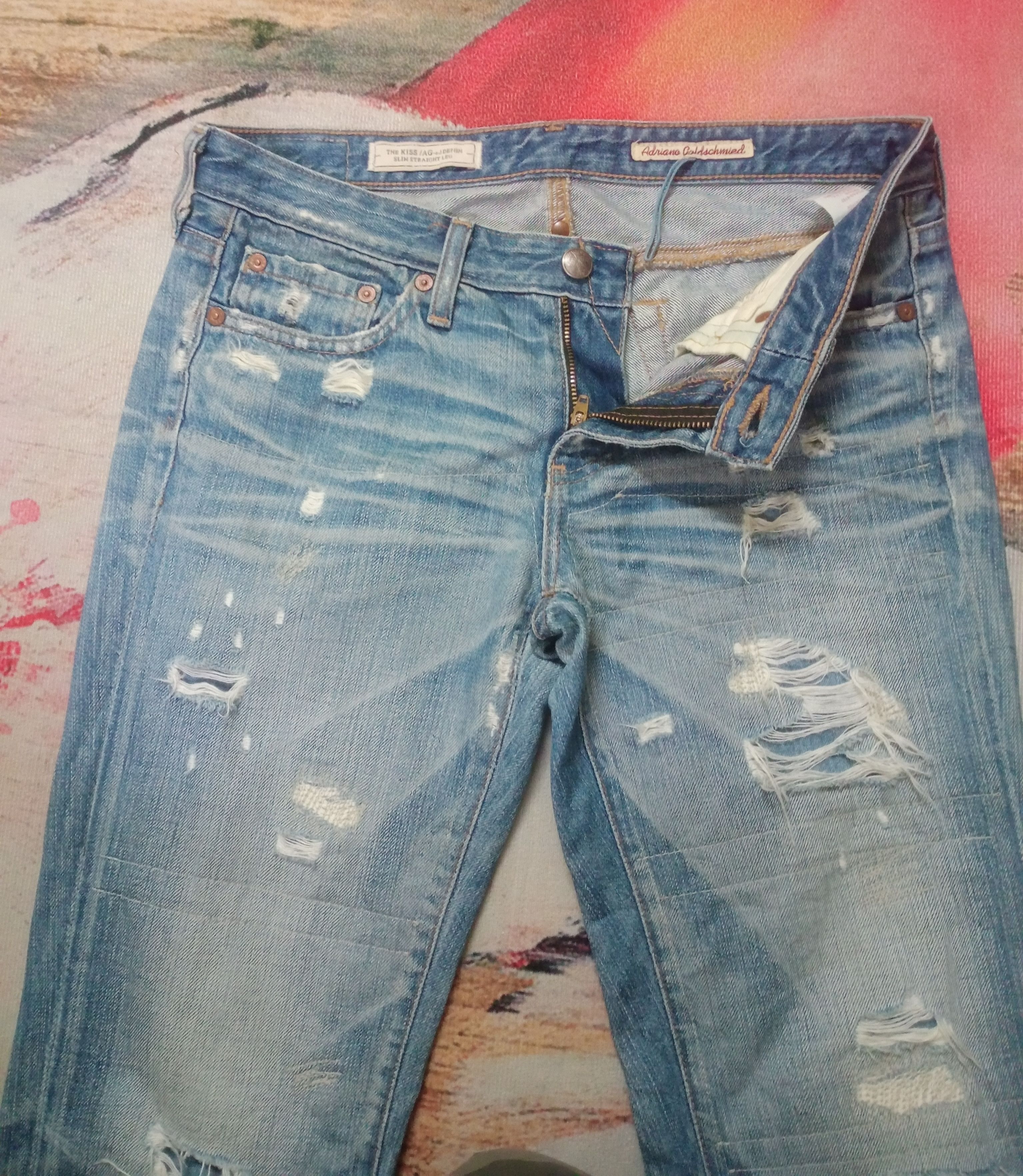AG Adriano Goldschmied Rare AG Adriana Goldschmied Distressed Denim Size 30" / US 8 / IT 44 - 7 Thumbnail