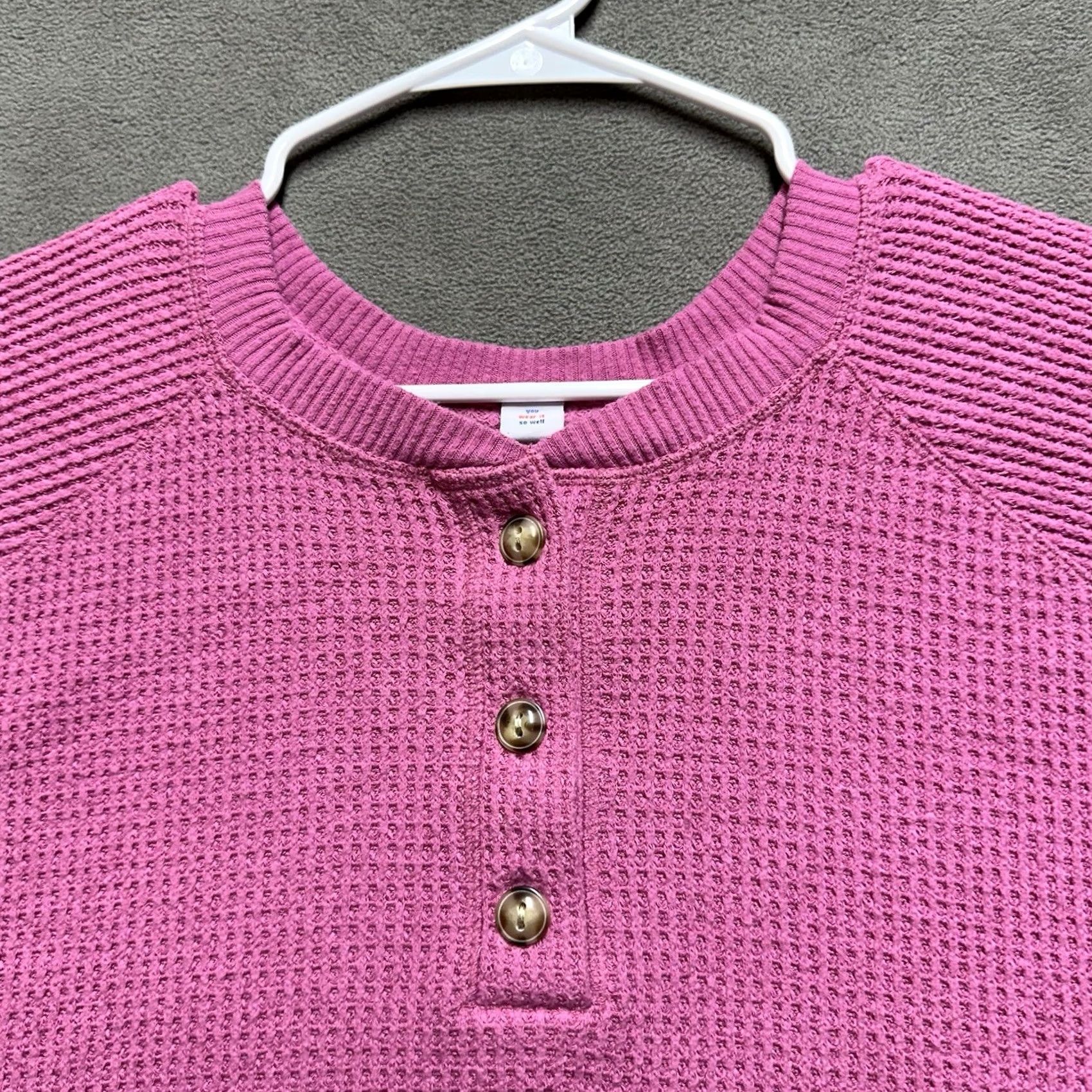 Old Navy Old Navy Shirt Womens 4X Pink Waffle Knit Henley Plush Tee Thermal Cozy EUC Size XXL / US 16-18 / IT 52-54 - 3 Thumbnail