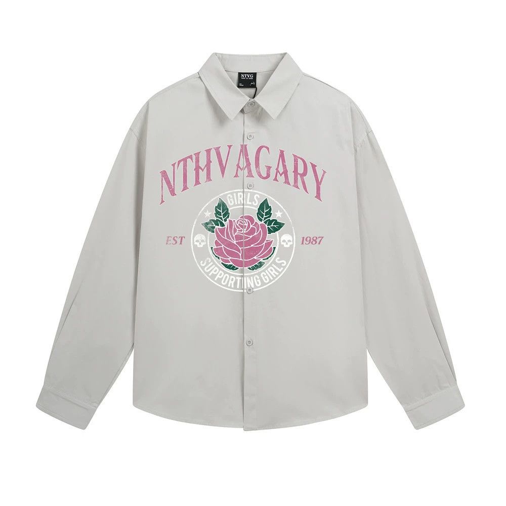 Vintage Men's casual rose letter print long-sleeved shirt Size US M / EU 48-50 / 2 - 1 Thumbnail