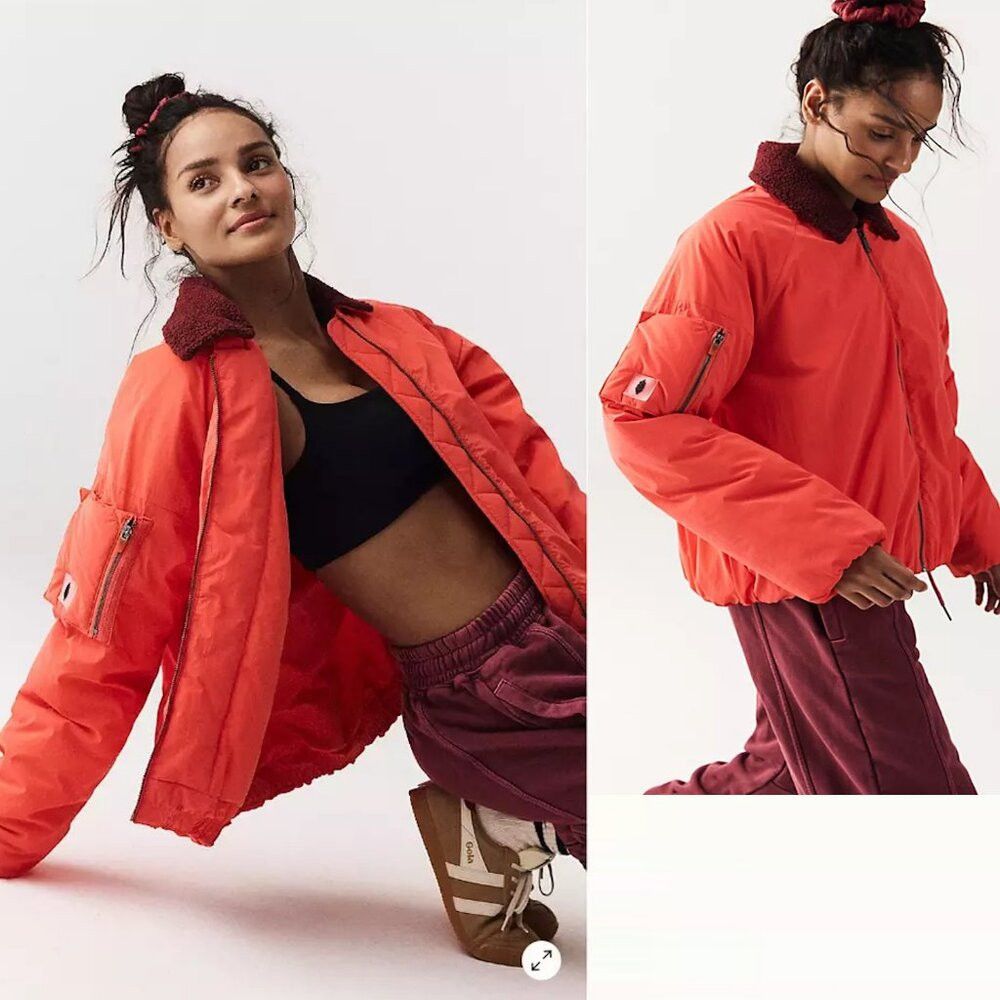 Free People NWT New Free People Outpost Bomber Cherry Tomato Combo Jack Size M / US 6-8 / IT 42-44 - 1 Thumbnail