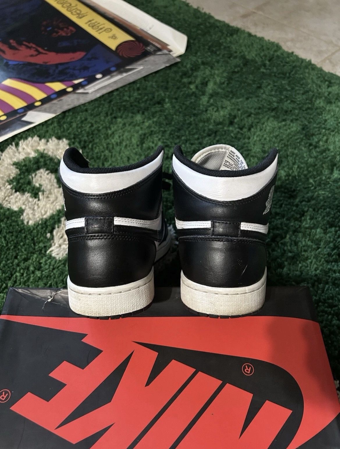 Nike Jordan Retro 1 OG Black White 2014 Size 8.5 Preow 555088-010 Size US 8.5 / EU 41-42 - 5 Thumbnail