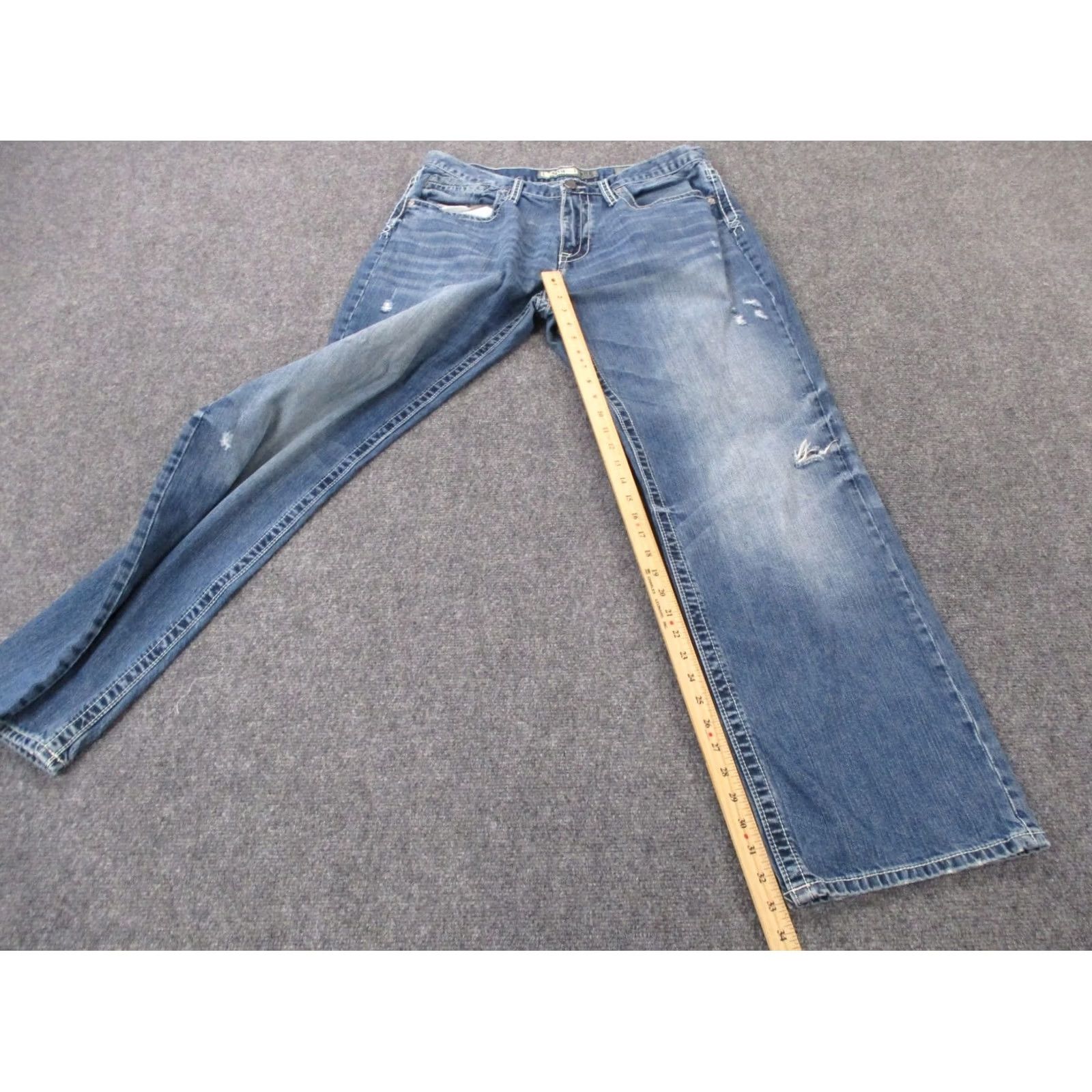Vintage BKE Jeans Mens 36 Blue Denim Seth Wide Bootcut Baggy Faded Streetwear Jeans Size US 36 / EU 52 - 3 Thumbnail