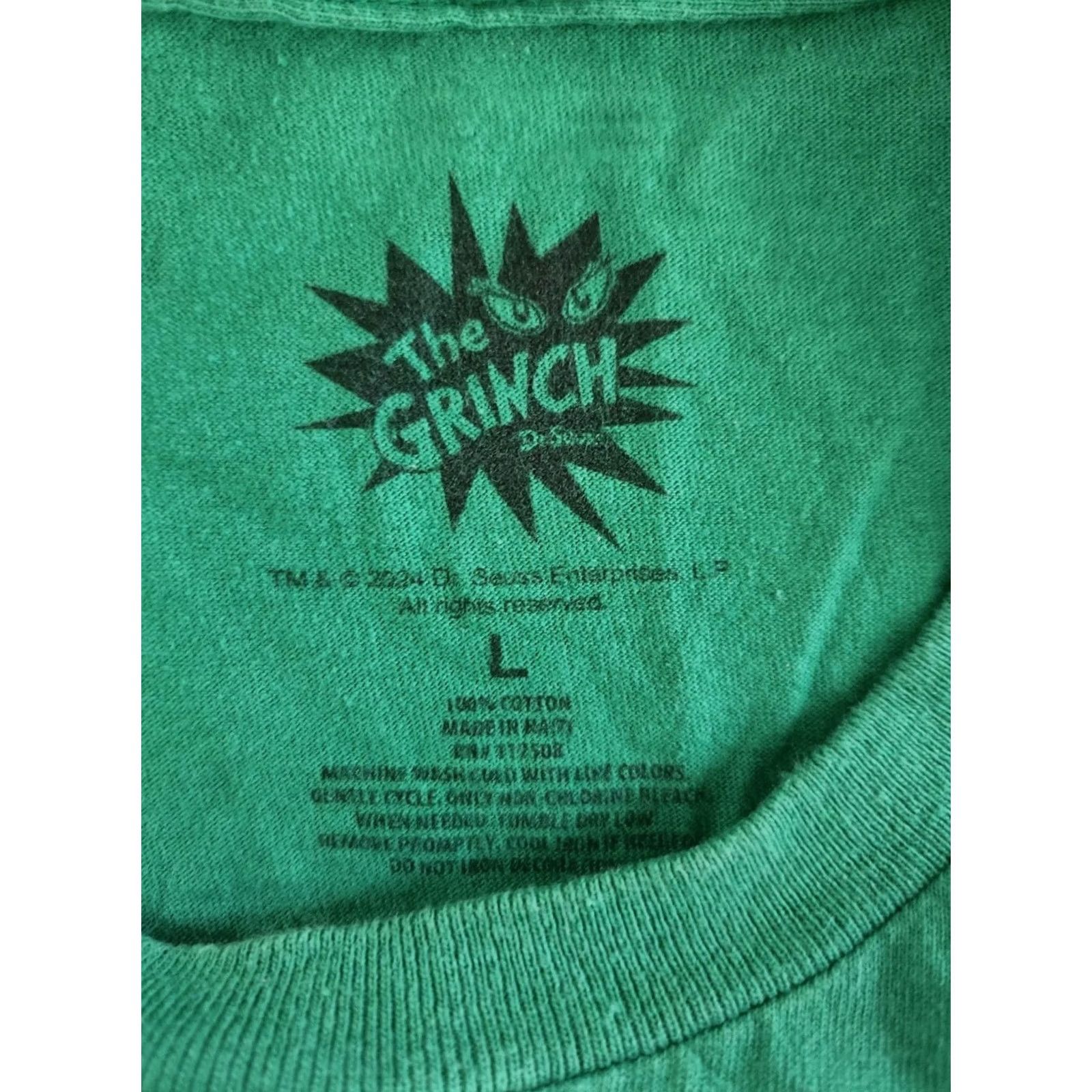 Hereu Dr Seuss The Grinch Here For The Presents Green Short Sleeve T-Shirt Large Mens Size US L / EU 52-54 / 3 - 2 Thumbnail