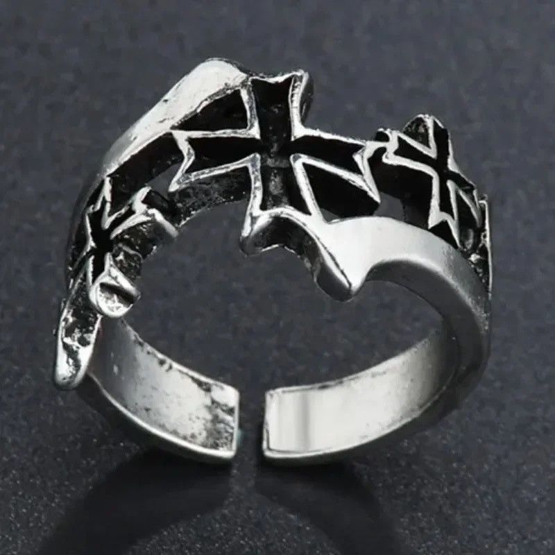 Jewelry × Vintage Hollow Cross Ring Open Ring Size ONE SIZE - 5 Thumbnail