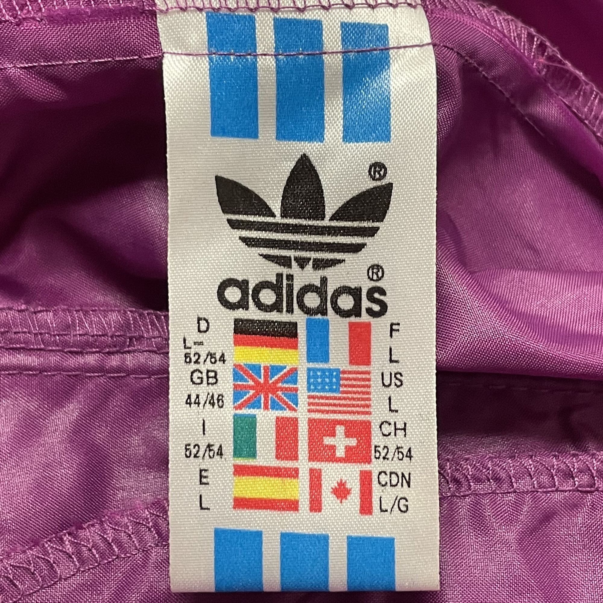 Adidas Vtg Adidas Purple Colorblock SPELLOUT Track NEON Jacket Size US L / EU 52-54 / 3 - 7 Thumbnail