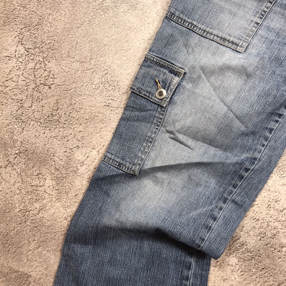 Vintage Y2K Baggy Distressed Cargo Pants Faded Blue Skate Graphic 28 Size 28" / US 6 / IT 42 - 3 Thumbnail