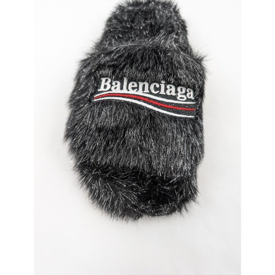 Balenciaga o1rshd1 Furry Slide Metallic in Black/Silver/White/Red Size US 6 / IT 36 - 5 Thumbnail
