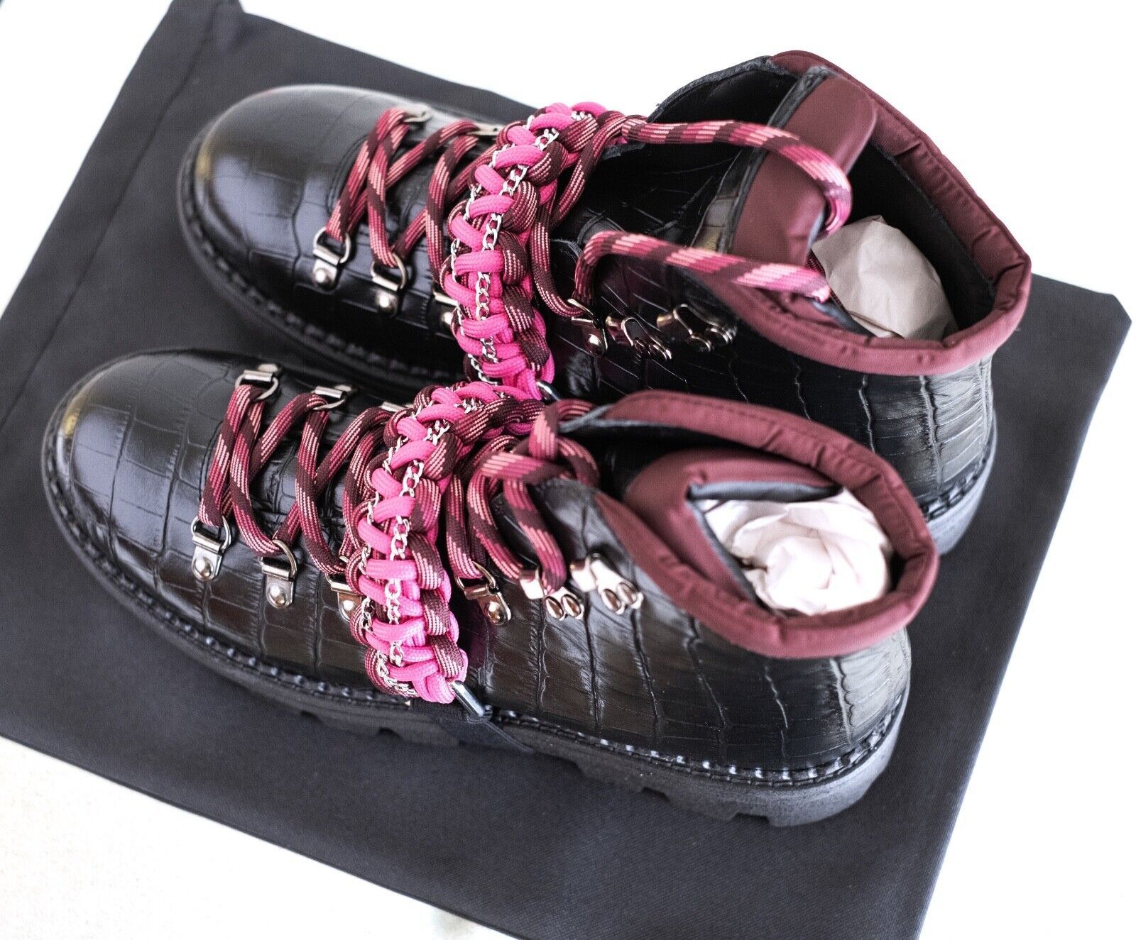 Pinko PINKO Zenzero Black Fuchsia Combat Boot Women New Size 38/8 Size US 8 / IT 38 - 5 Thumbnail