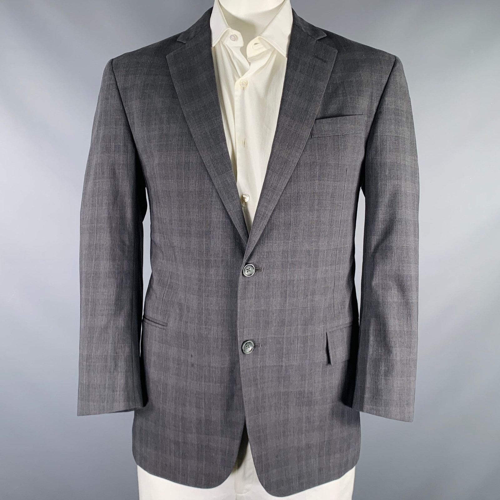 Brooks Brothers Size 44 Grey Glenplaid Wool Polyester Sport Coat Size 44R - 1 Thumbnail