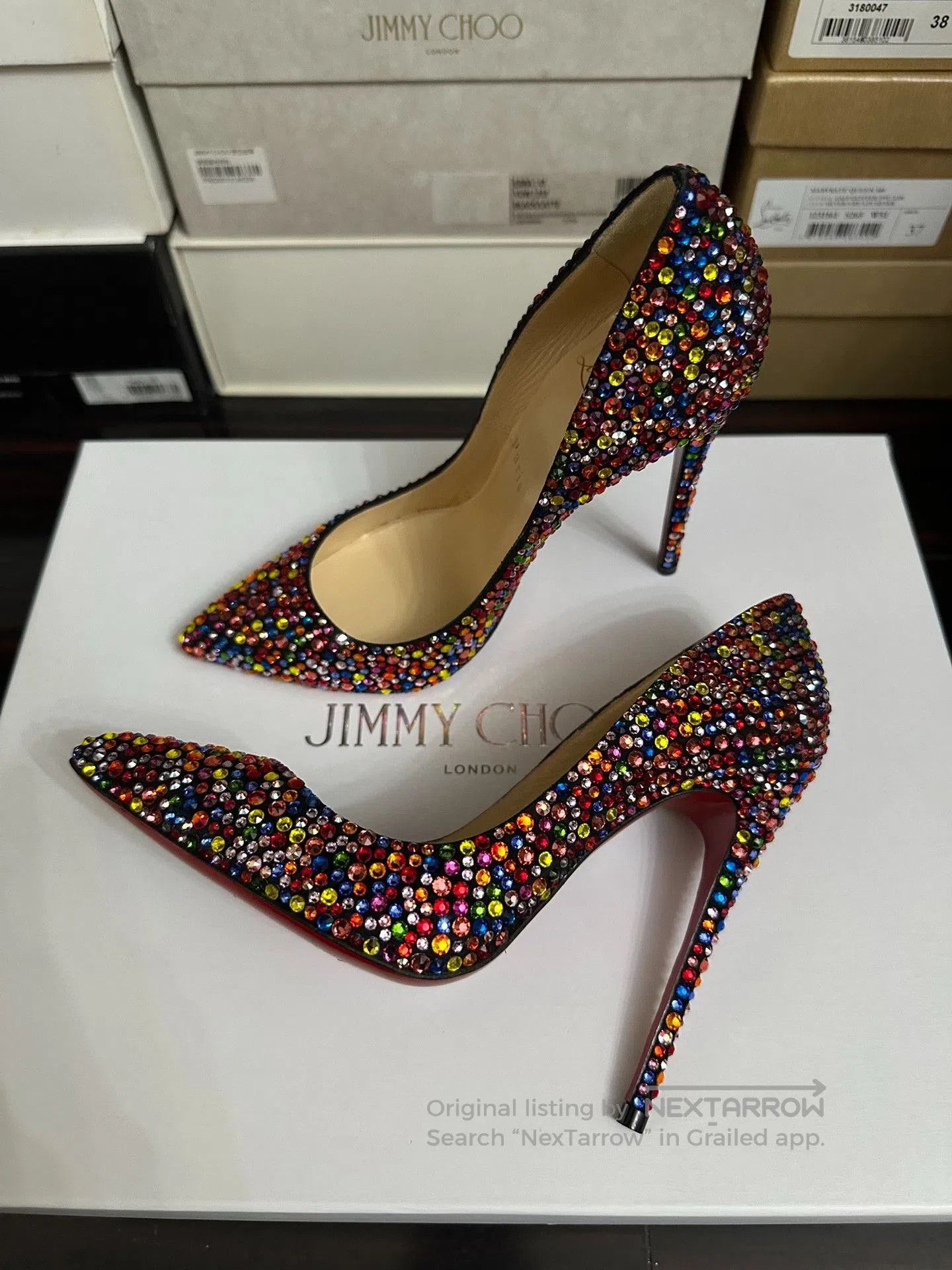 Christian Louboutin Christian Louboutin Crystal Embellished Heels. Size US 5 / IT 35 - 6 Thumbnail