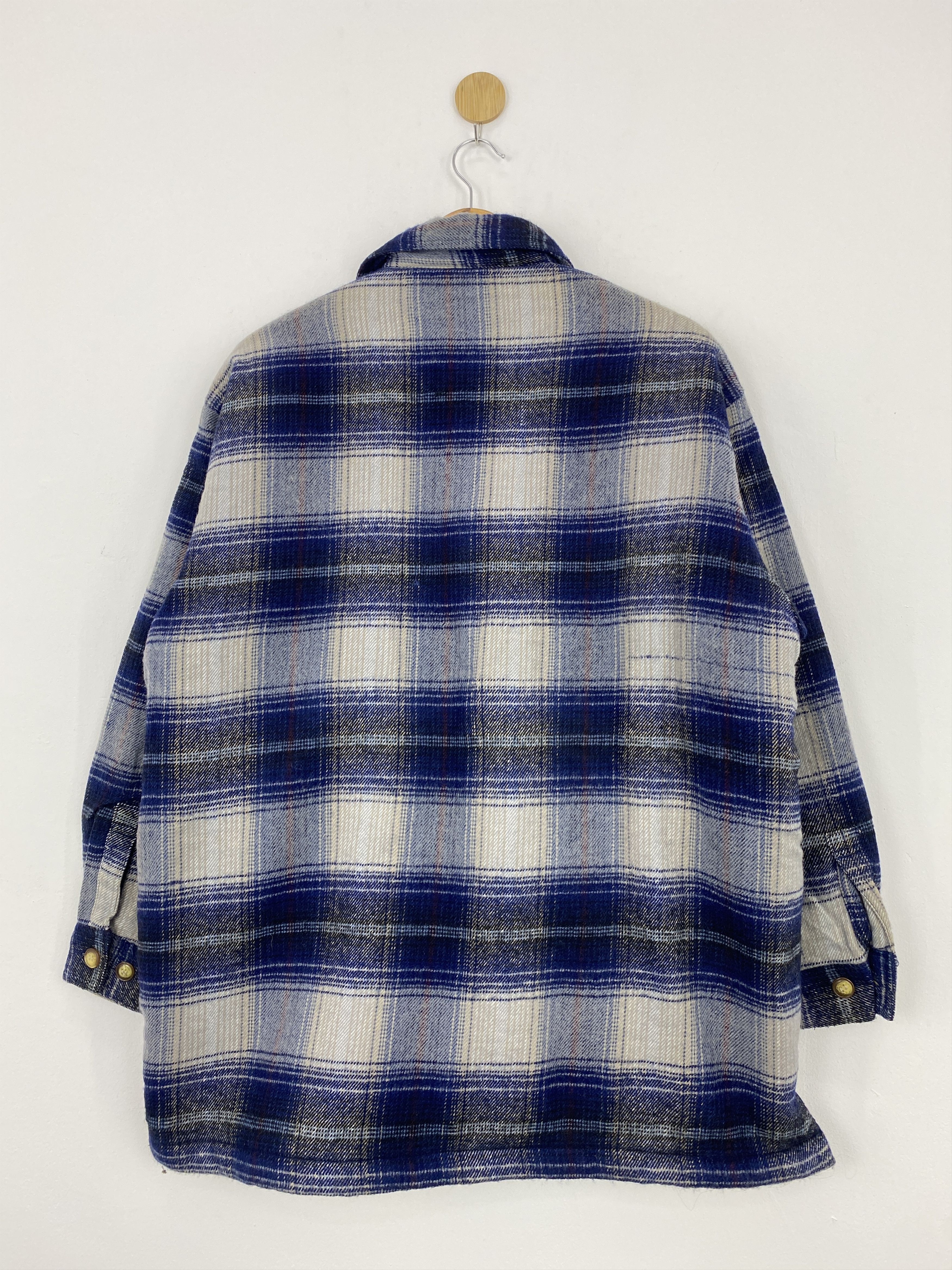 Vintage Vintage 80s Hill Crop Shadow Plaid Fleece Flannel J1845 Size US L / EU 52-54 / 3 - 3 Thumbnail