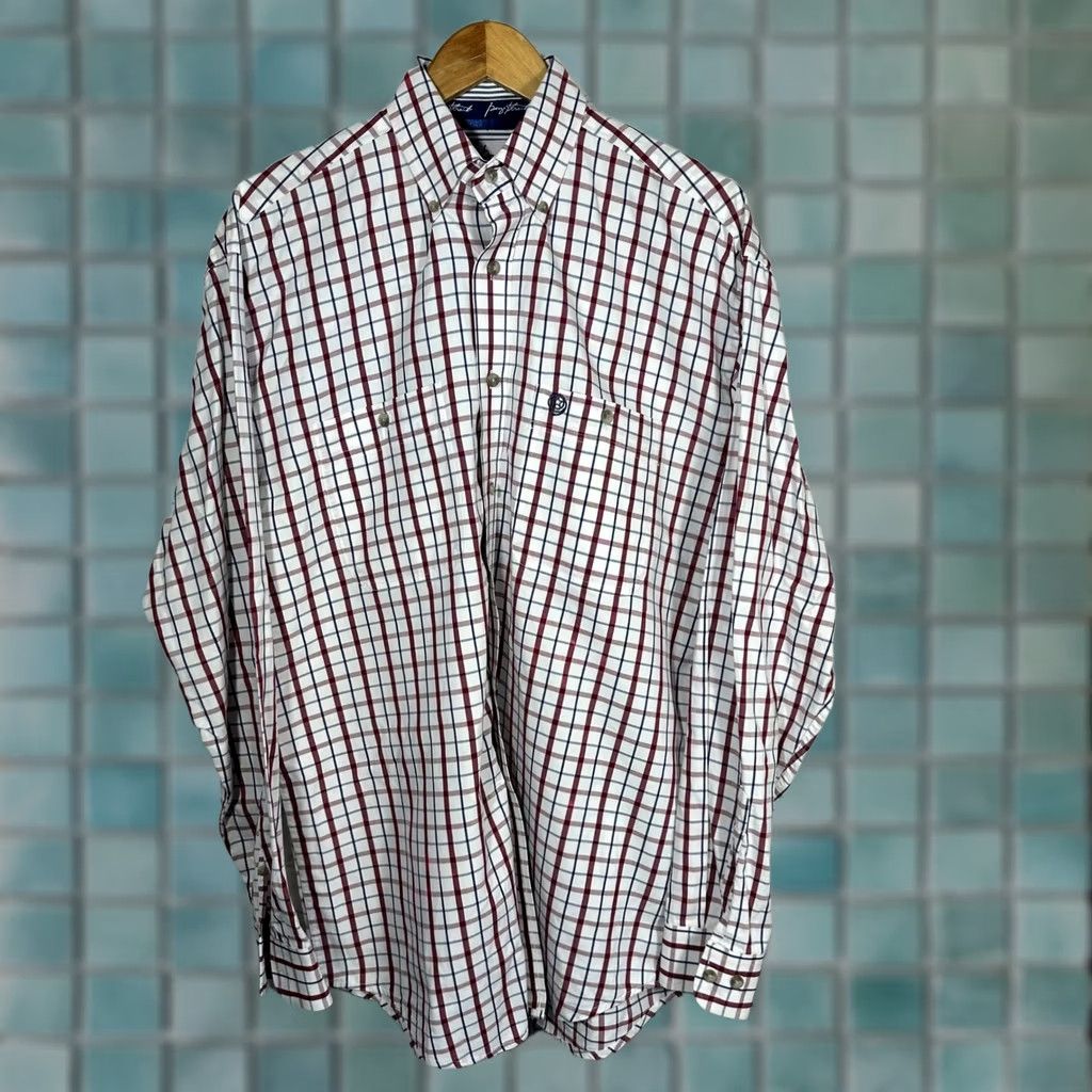 Wrangler George Strait Wrangler Plaid Western Shirt Burgundy Multicolor Mens M Cotton Button-Up Pocket GS Embroidered Western Casual Workwear Size US M / EU 48-50 / 2 - 1 Thumbnail