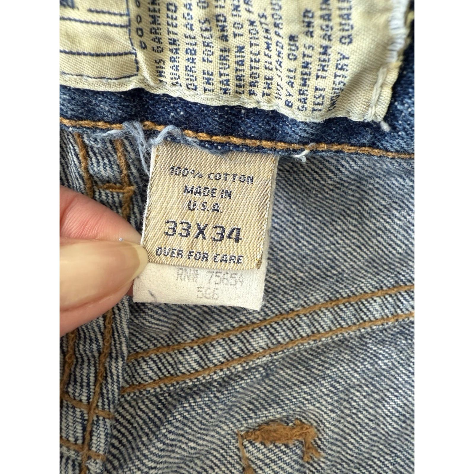 Abercrombie & Fitch VTG Abercrombie & Fitch Baggy Jeans Men 33x34 5-Pocket Denim Cotton Blue 90s Logo USA Relaxed Baggy Jeans Mens Size US 31 - 4 Thumbnail