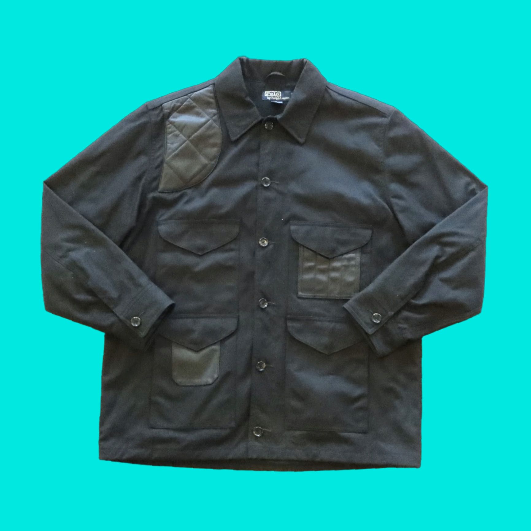 Polo Ralph Lauren VINTAGE Polo Ralph Lauren Wax Cotton Leather Trim Jacket Mens L Black Polo Ralph Lauren Jacket L Mens Size US L / EU 52-54 / 3 - 1 Thumbnail