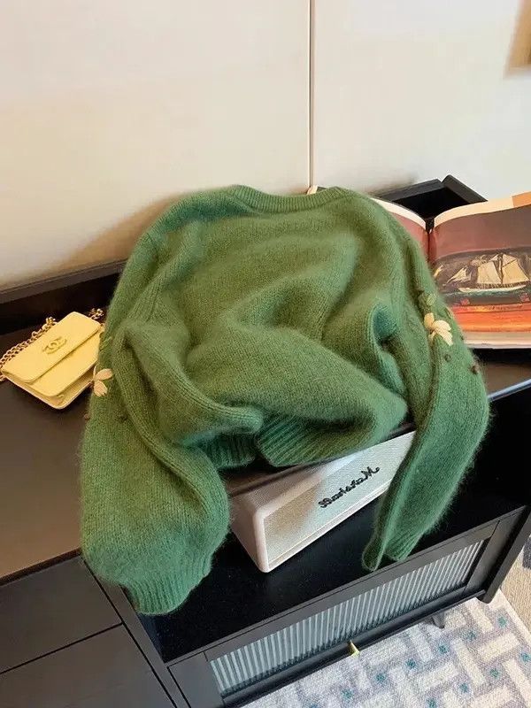 VIBE Sweaters Woman Retro Green Jumper Size L / US 10 / IT 46 - 2 Thumbnail