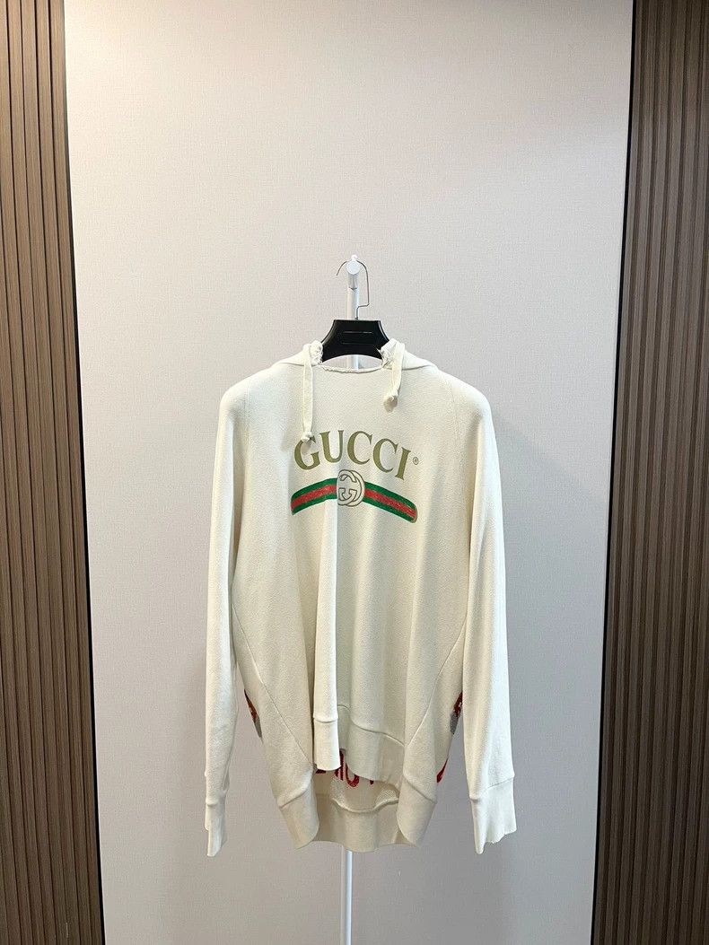 Gucci Gucci Beige Belt Logo Destroy Hoodie Sweatshirt 2502-Nextar Size US M / EU 48-50 / 2 - 1 Thumbnail