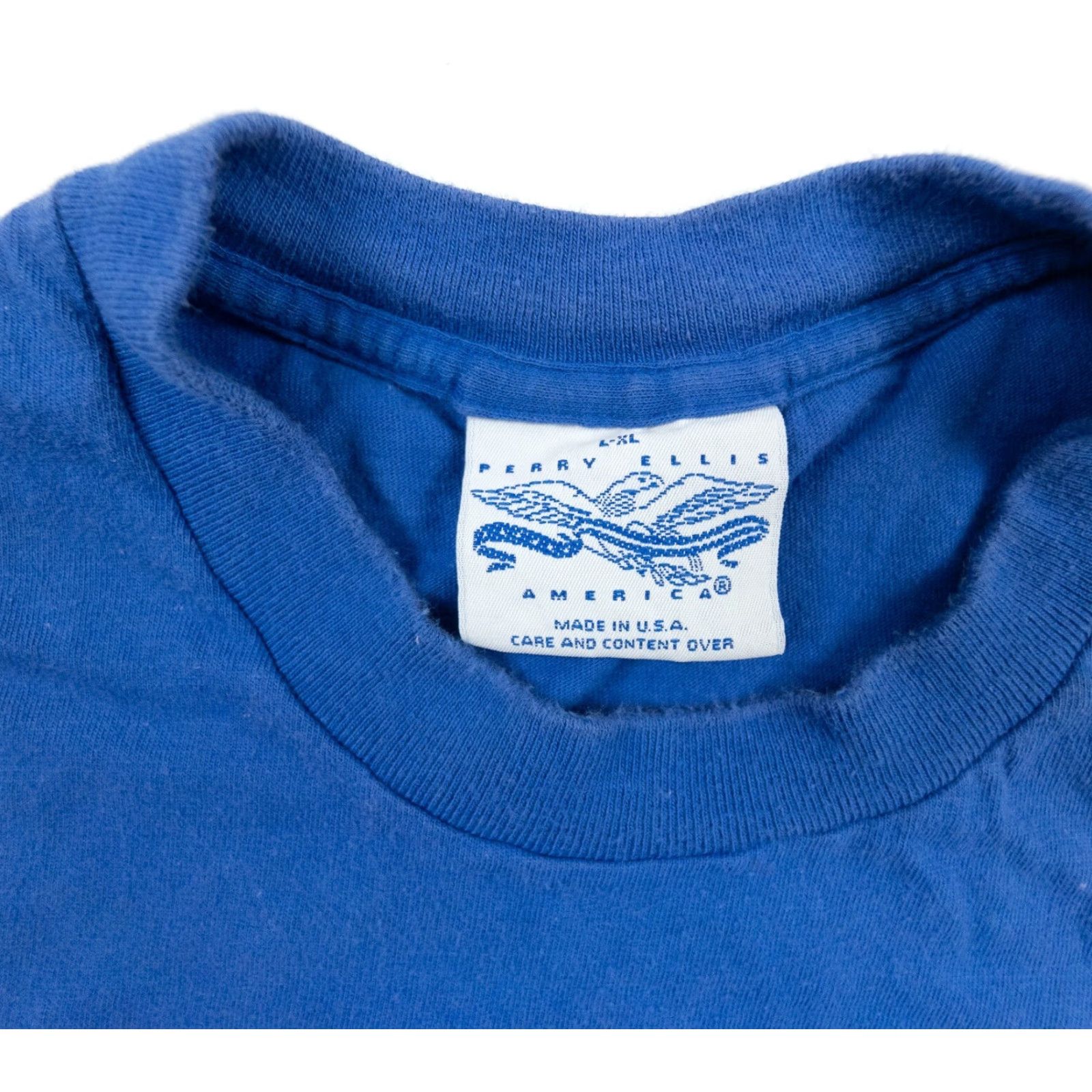 Perry Ellis VINTAGE Perry Ellis Shirt Adult XL Blue Short Sleeve 90s T-Shirt Mens/Aunisex Size US XL / EU 56 / 4 - 4 Thumbnail
