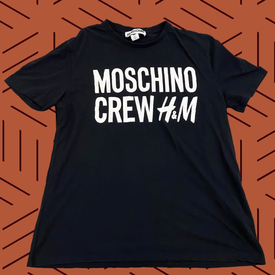 Moschino VINTAGE Moschino x H&M H&MOSCHINO Designer Jeremy Scott Shirt Mens M Black Short Sleeve Crew Neck Logo Graphic Tee Size US M / EU 48-50 / 2 - 1 Thumbnail
