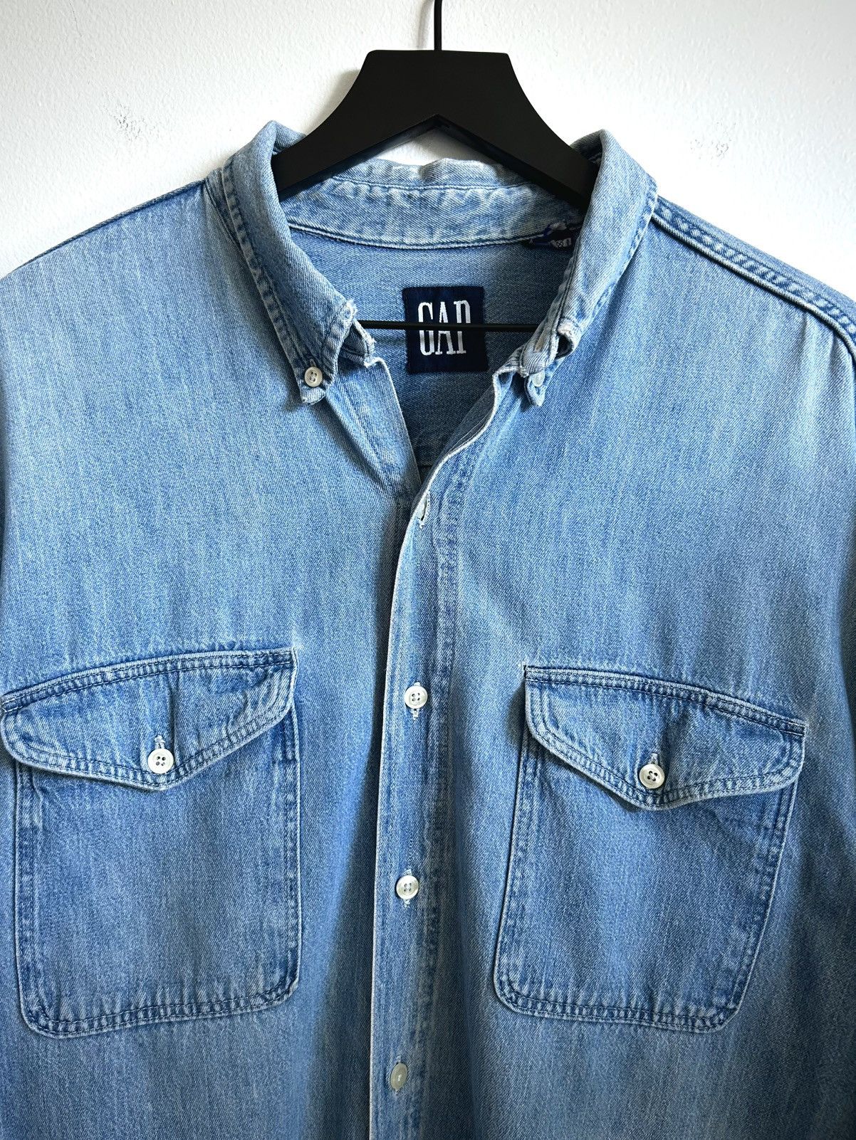 Gap Vintage 1990s GAP Cropped Denim Button Down Size US L / EU 52-54 / 3 - 5 Thumbnail