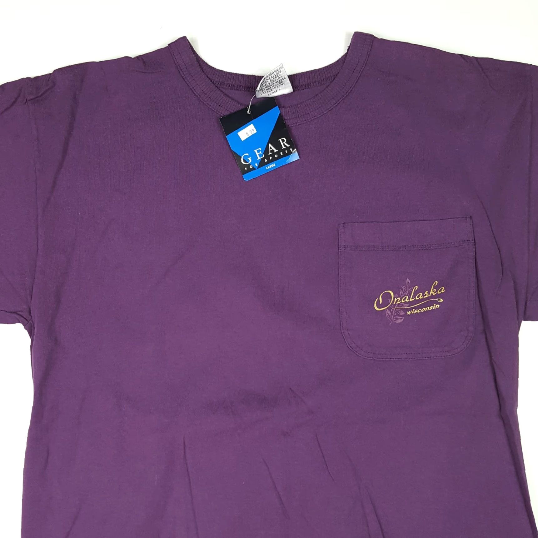 Vintage VTG Onalaska Wisconsin Plum Purple Men's Size Large USA Made Retro Y2K T Shirt Size US L / EU 52-54 / 3 - 4 Thumbnail