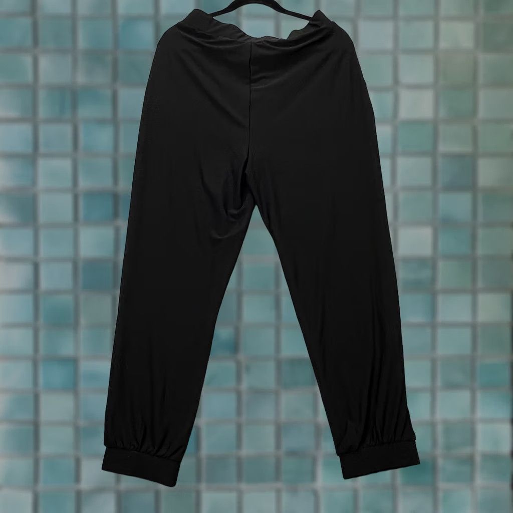 Vintage WynneLayers Pants Womens Medium Black Luxe Crepe Joggers Stretch Tapered Leg Size 32" / US 10 / IT 46 - 1 Thumbnail
