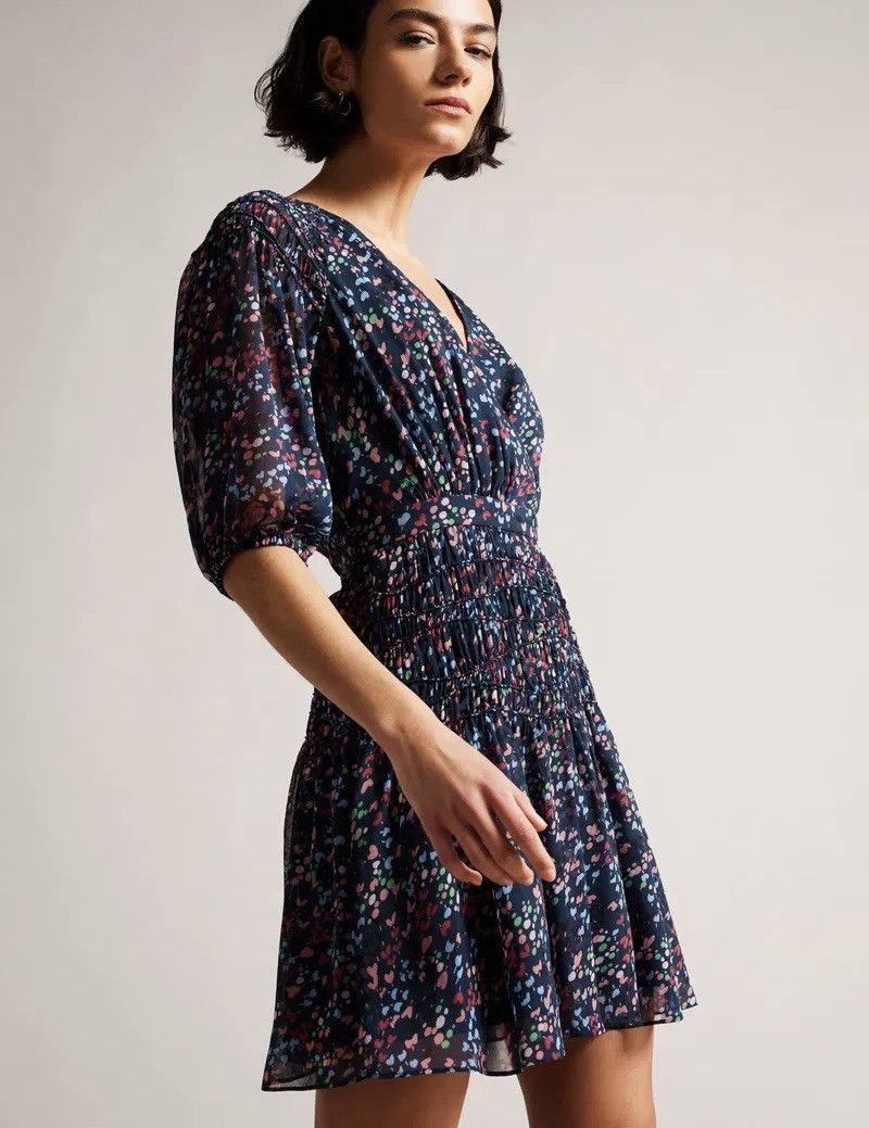Ted Baker Ted Baker Mini Dress Womens Navy Casadee Smock Panel Wrap Size XS / US 0-2 / IT 36-38 - 2 Thumbnail