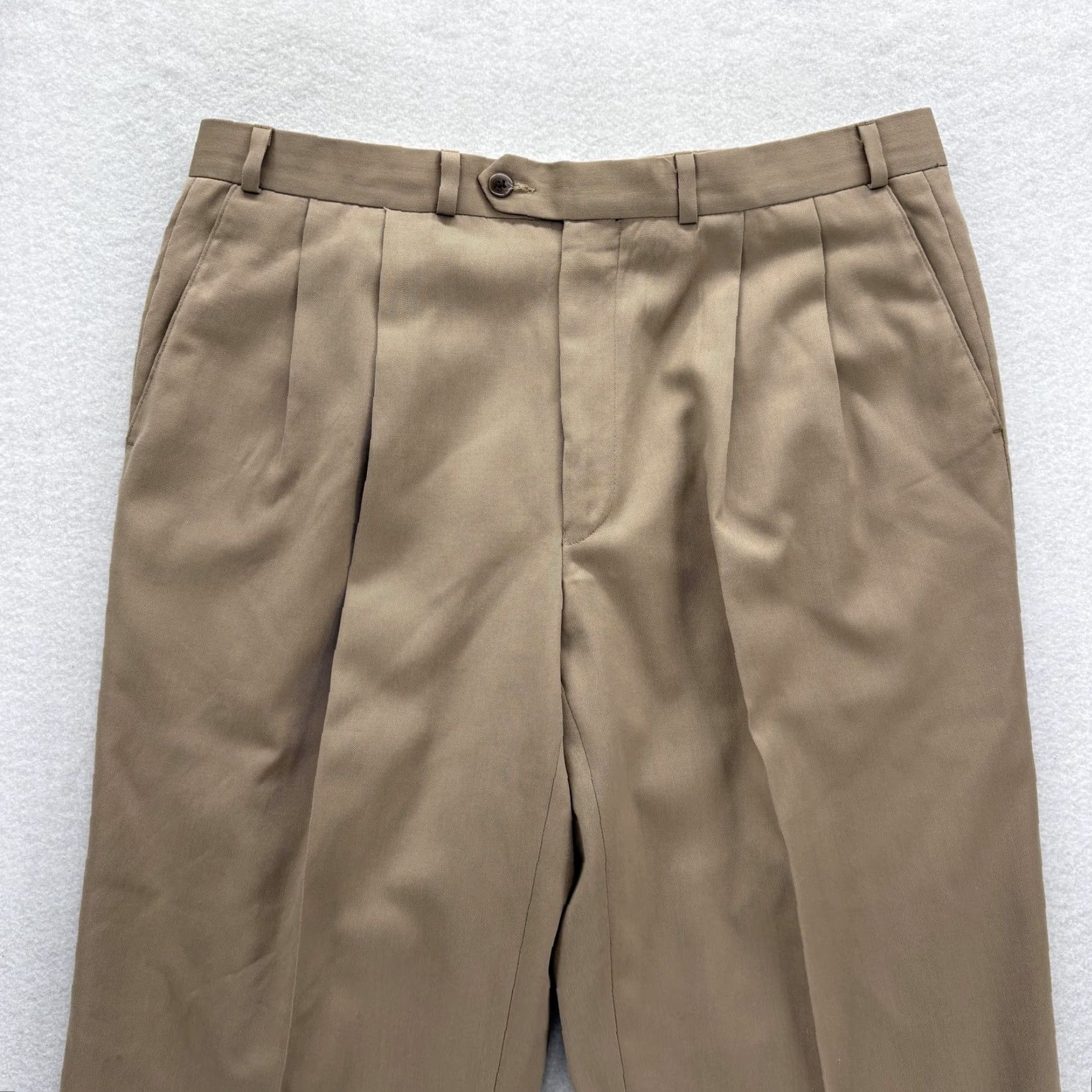 Ralph Lauren VINTAGE Polo University Ralph Lauren Dress Pants Mens 36x28 Wool Pleated Cuffed Beige 90s Boy Mens Pants Size US M / EU 48-50 / 2 - 2 Thumbnail