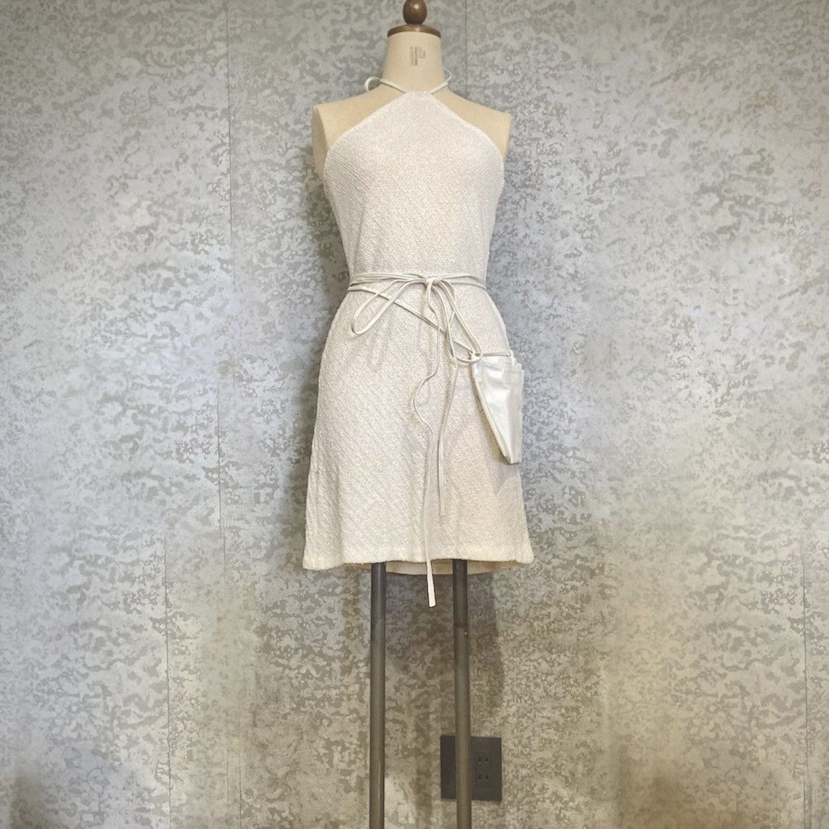 Japanese Brand Runway Knit Halter Dress Leather Pocket Archive Size XS / US 0-2 / IT 36-38 - 1 Thumbnail