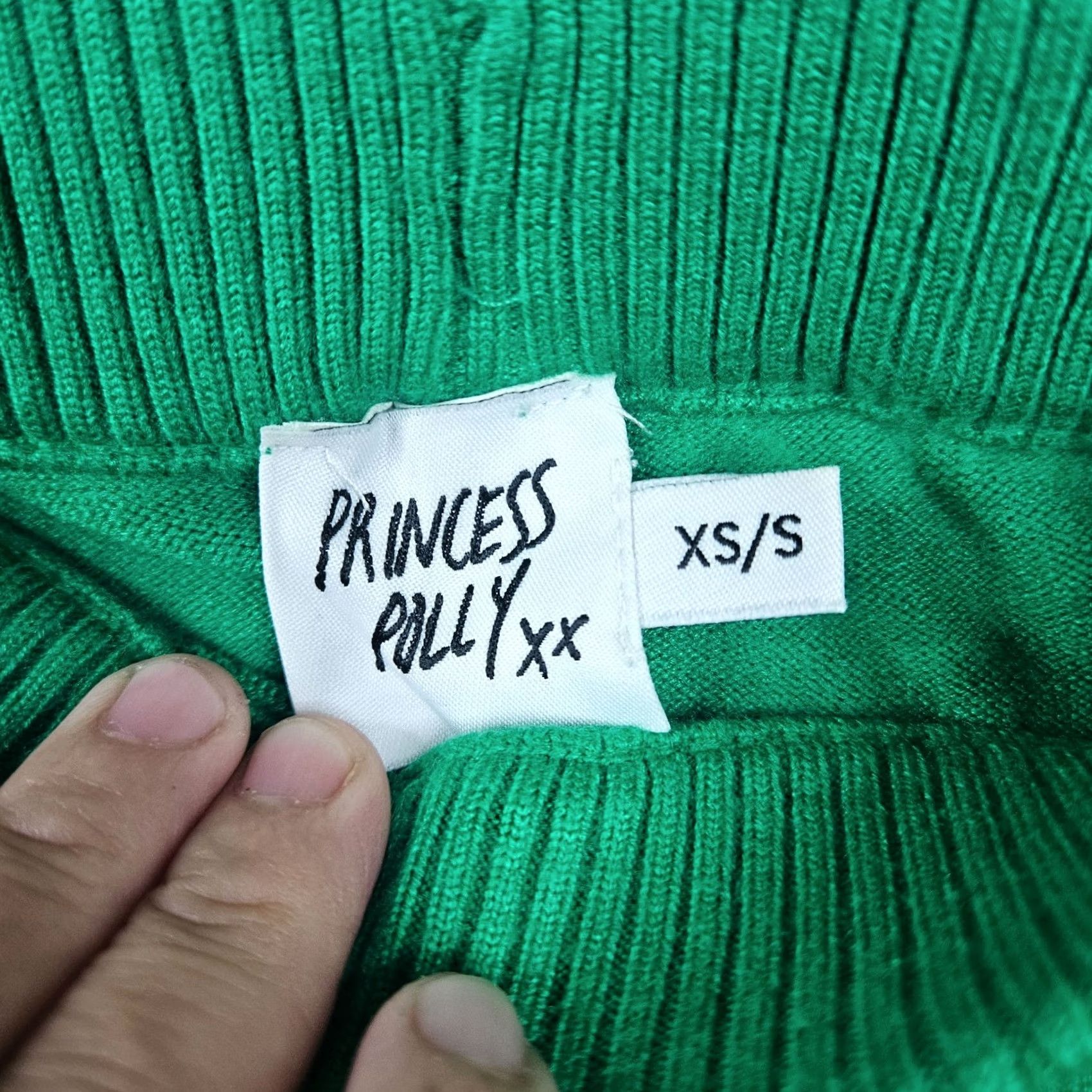 Vintage HIGH Princess Polly Green Selba Sweater Pull On High Rise Shorts XS/S Womens Regular Green solid 90s theme? Size XS / US 0-2 / IT 36-38 - 3 Thumbnail
