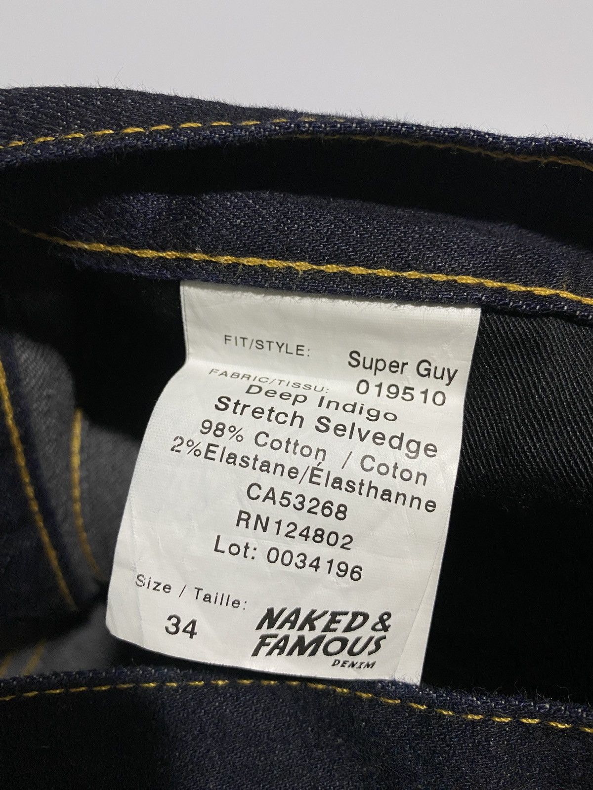Naked & Famous Super Guy Deep Indigo Stretch Selvedge Jeans Size US 34 / EU 50 - 12 Thumbnail