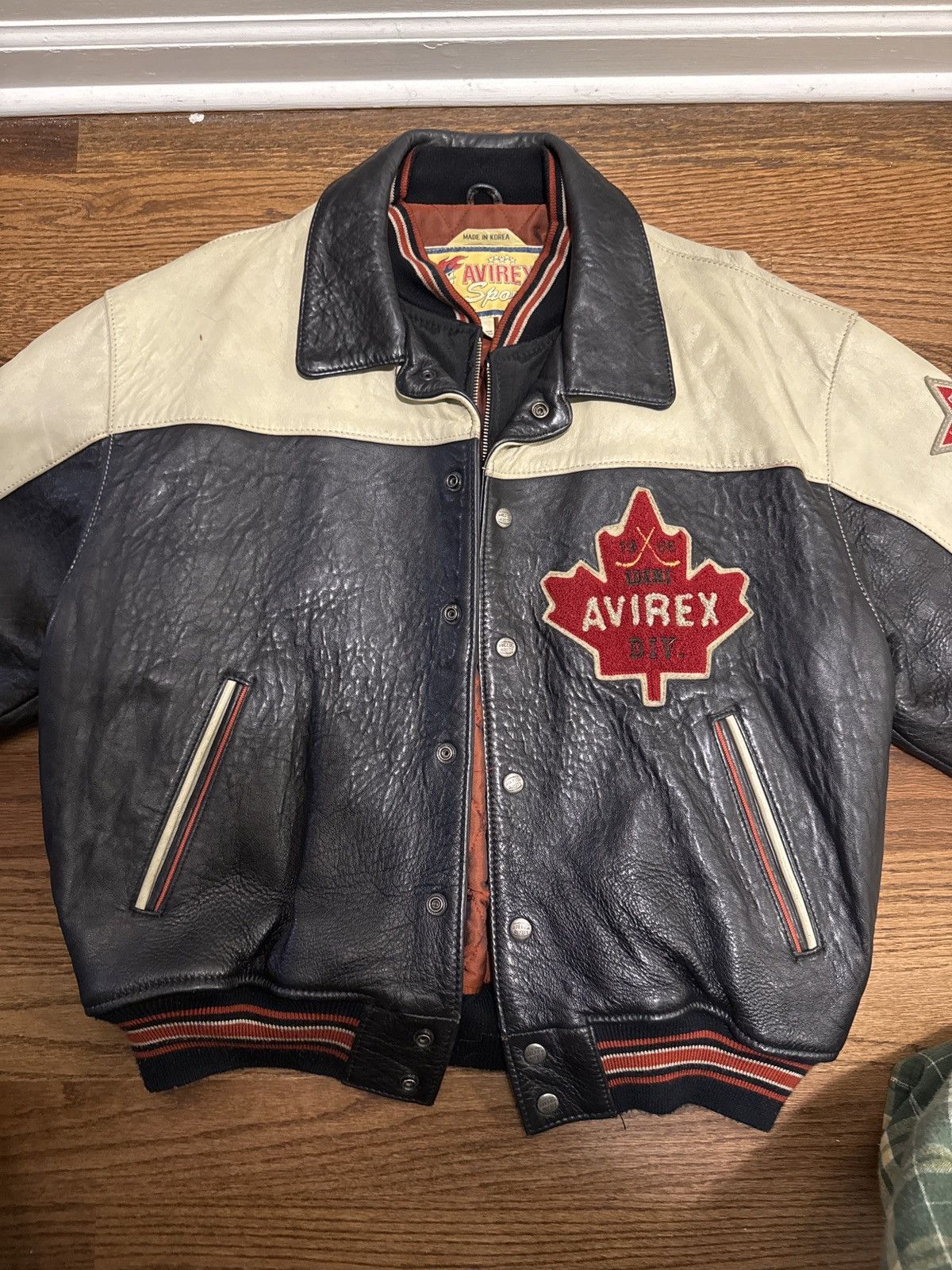 Avirex Varsity Jacket × Vintage Varsity Jacket Avirex 'Sport' Maple Leaf  W/Patches | Grailed