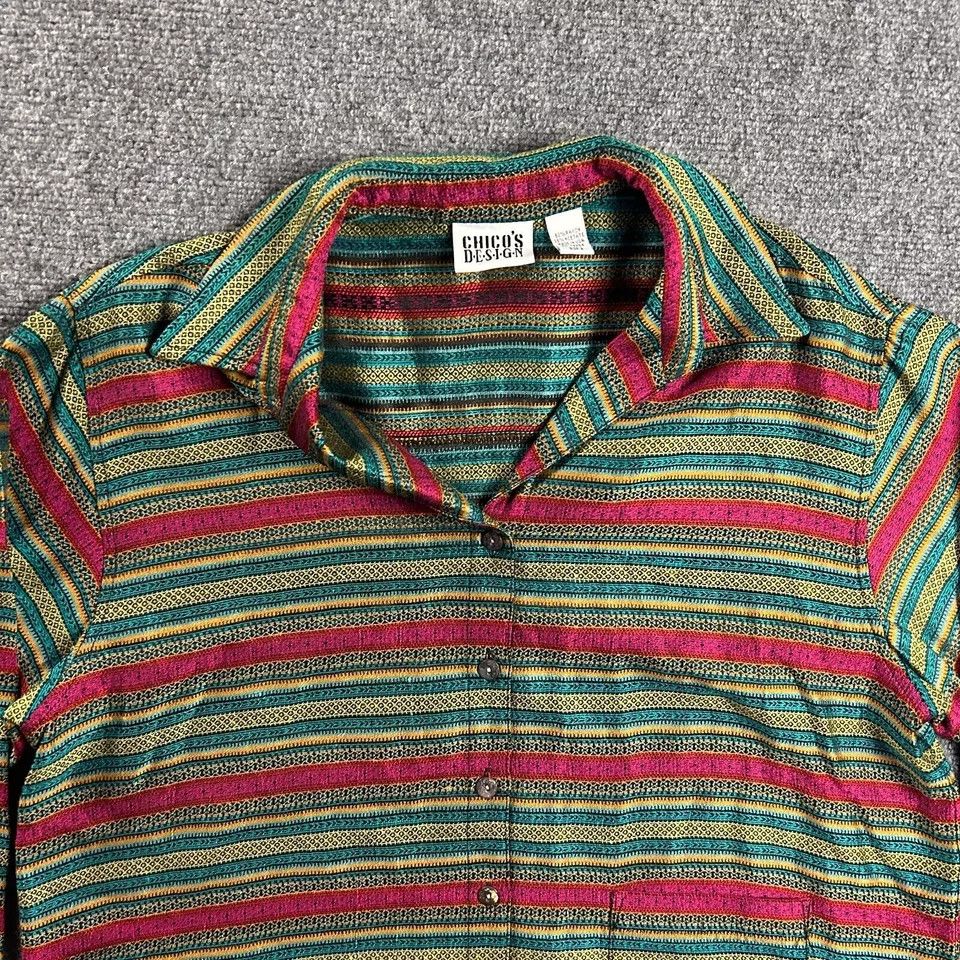Chicos Chico's Top Womens 2 Striped Multicolor 3/4 Sleeve Size XS / US 0-2 / IT 36-38 - 2 Thumbnail