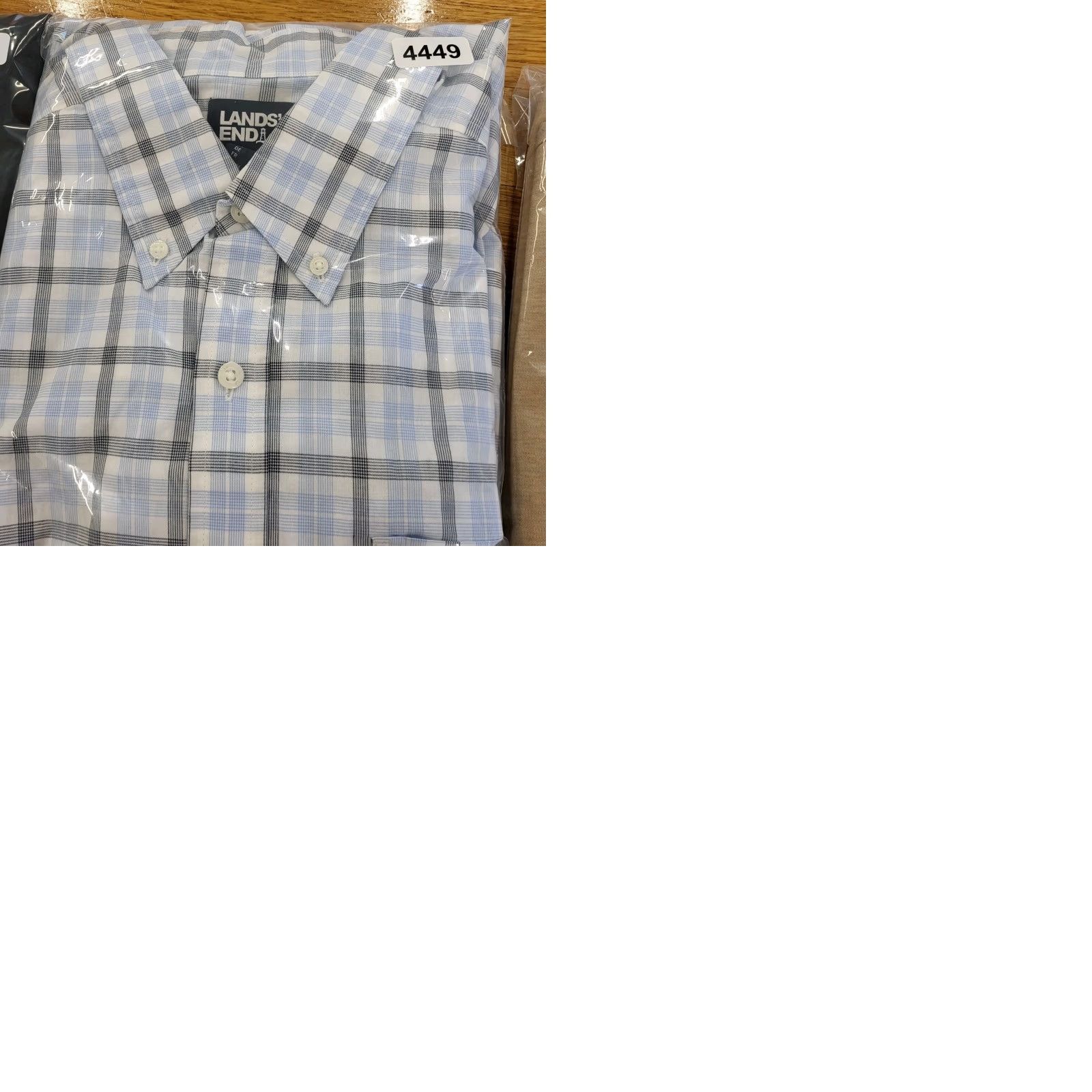 Lands' End Lands' End Oxford Shirt Mens M White/Blue Plaid Supima Tailored Fit Shirt Mens Regular Button-Up Long Sleeve Size US M / EU 48-50 / 2 - 9 Thumbnail
