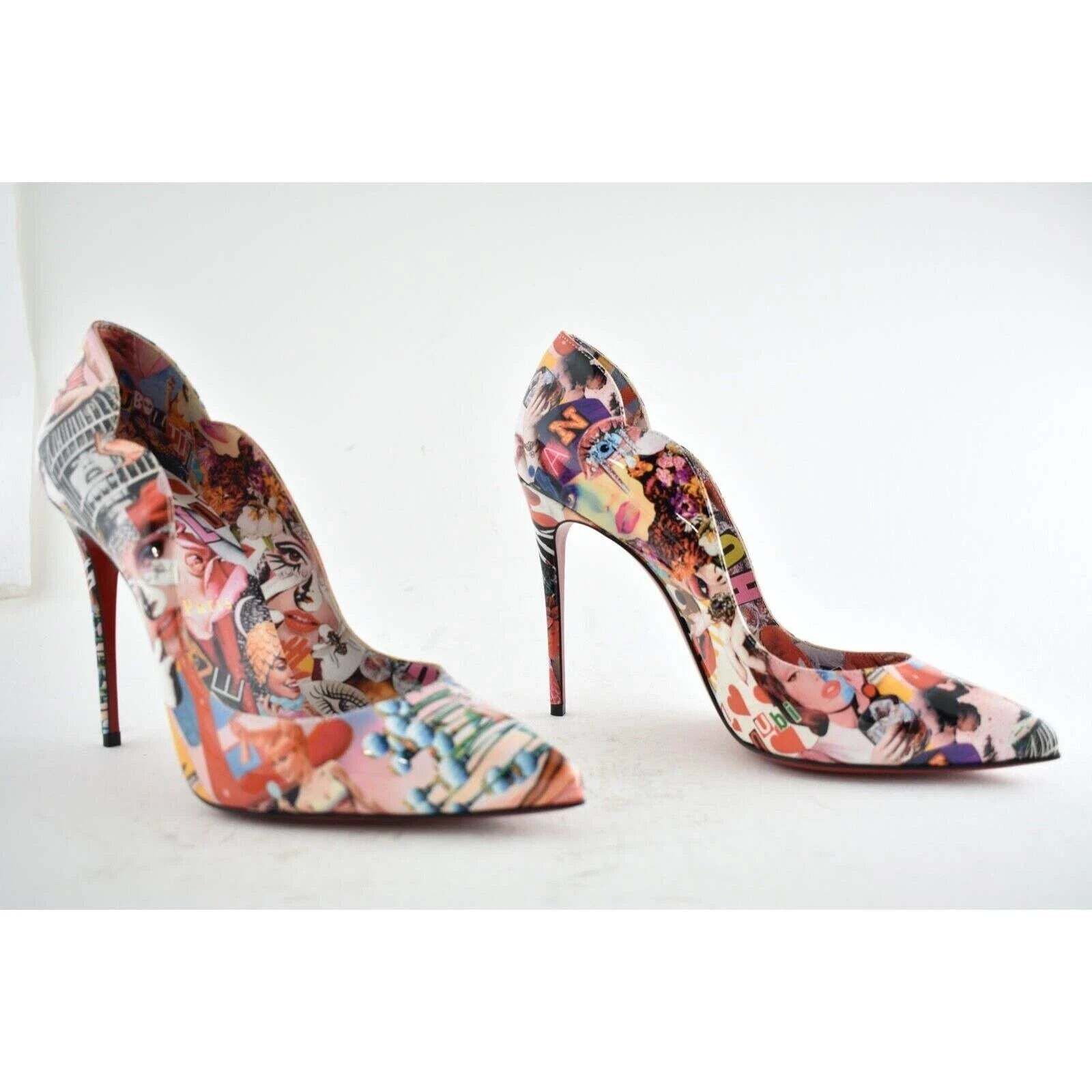 Christian Louboutin Hot Chick 100 Patent CH Xtian Black Red Blue Heel Pump 39 Size US 9 / IT 39 - 4 Thumbnail