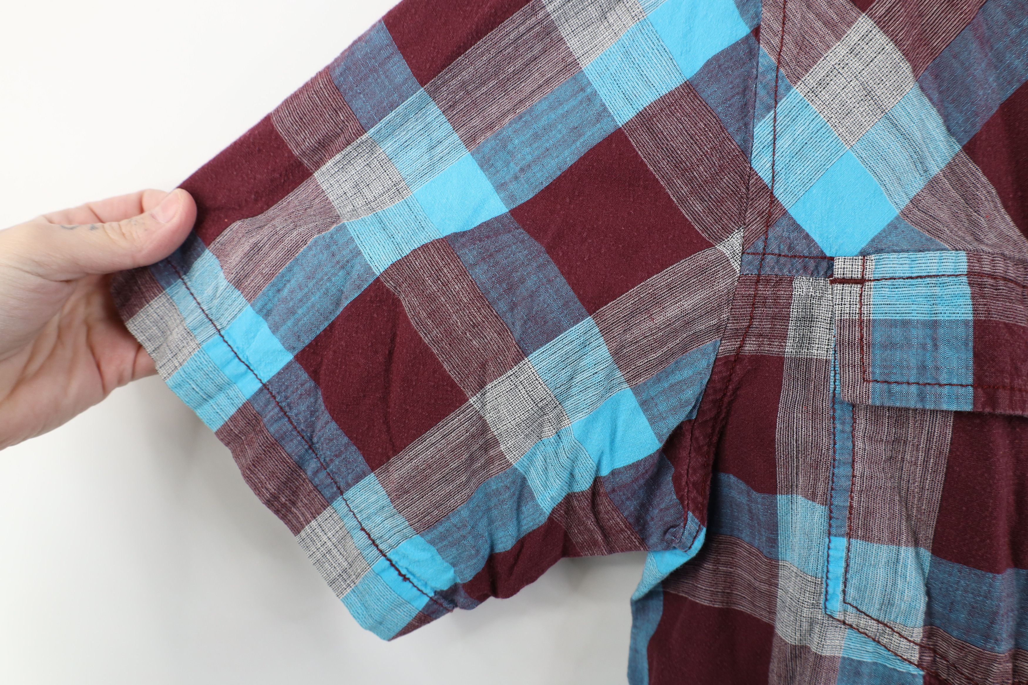 KAVU Kavu Seersucker Short Sleeve Collared Button Shirt Plaid Size US M / EU 48-50 / 2 - 8 Thumbnail