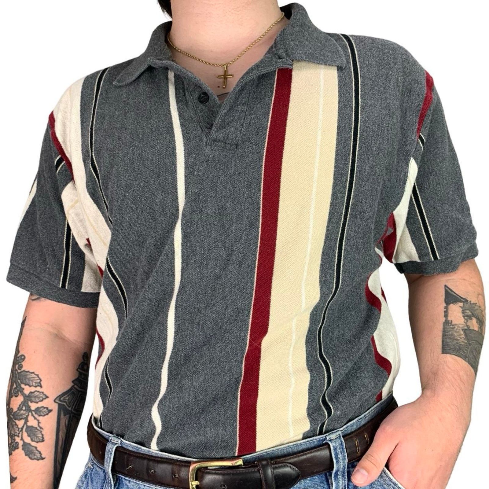 Chaps × Ralph Lauren × Vintage Vintage Chaps Ralph Lauren Striped Polo Size US XL / EU 56 / 4 - 1 Thumbnail