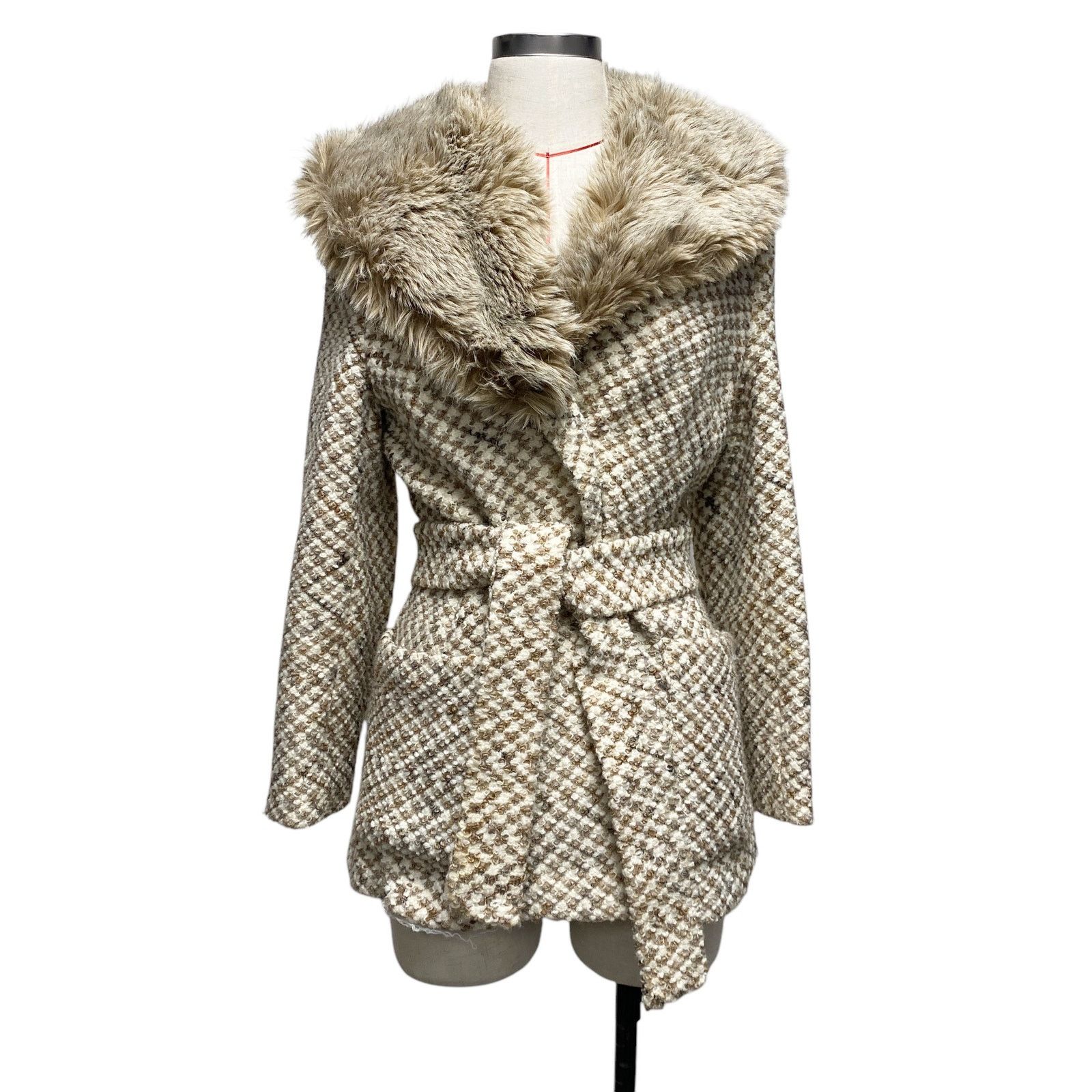 & Other Stories Vintage Womens Size 8 Fur Collar Tweed Button Up Coat Size M / US 6-8 / IT 42-44 - 1 Thumbnail