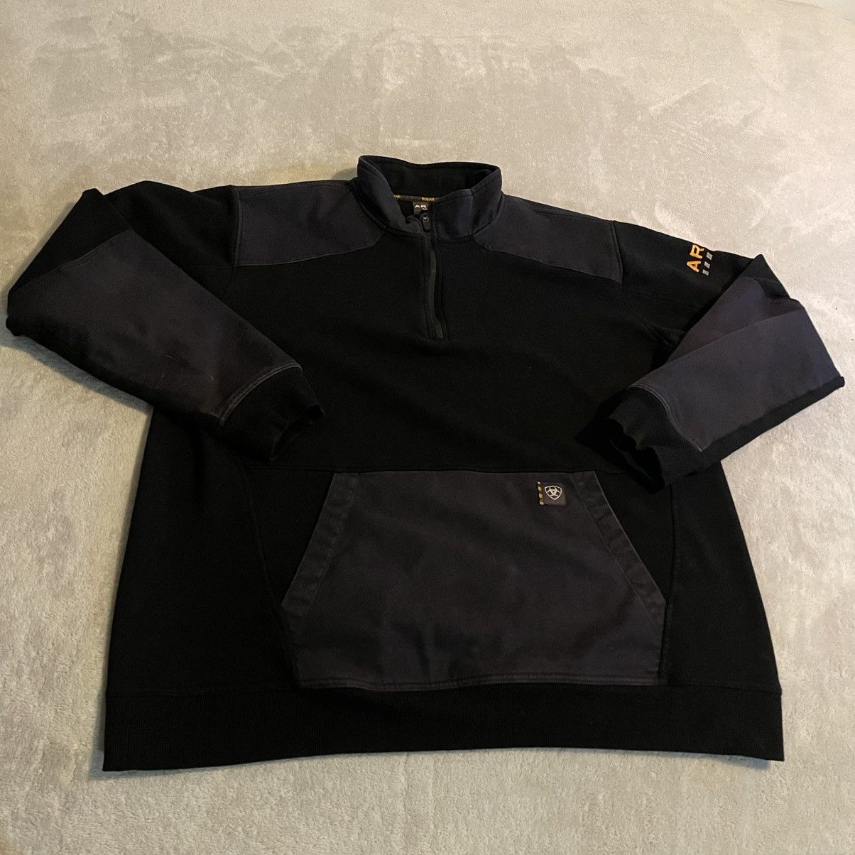 Ariat Ariat Rebar Mens XL Tall Black Quarter Zip Sweatshirt Size US XL / EU 56 / 4 - 1 Thumbnail