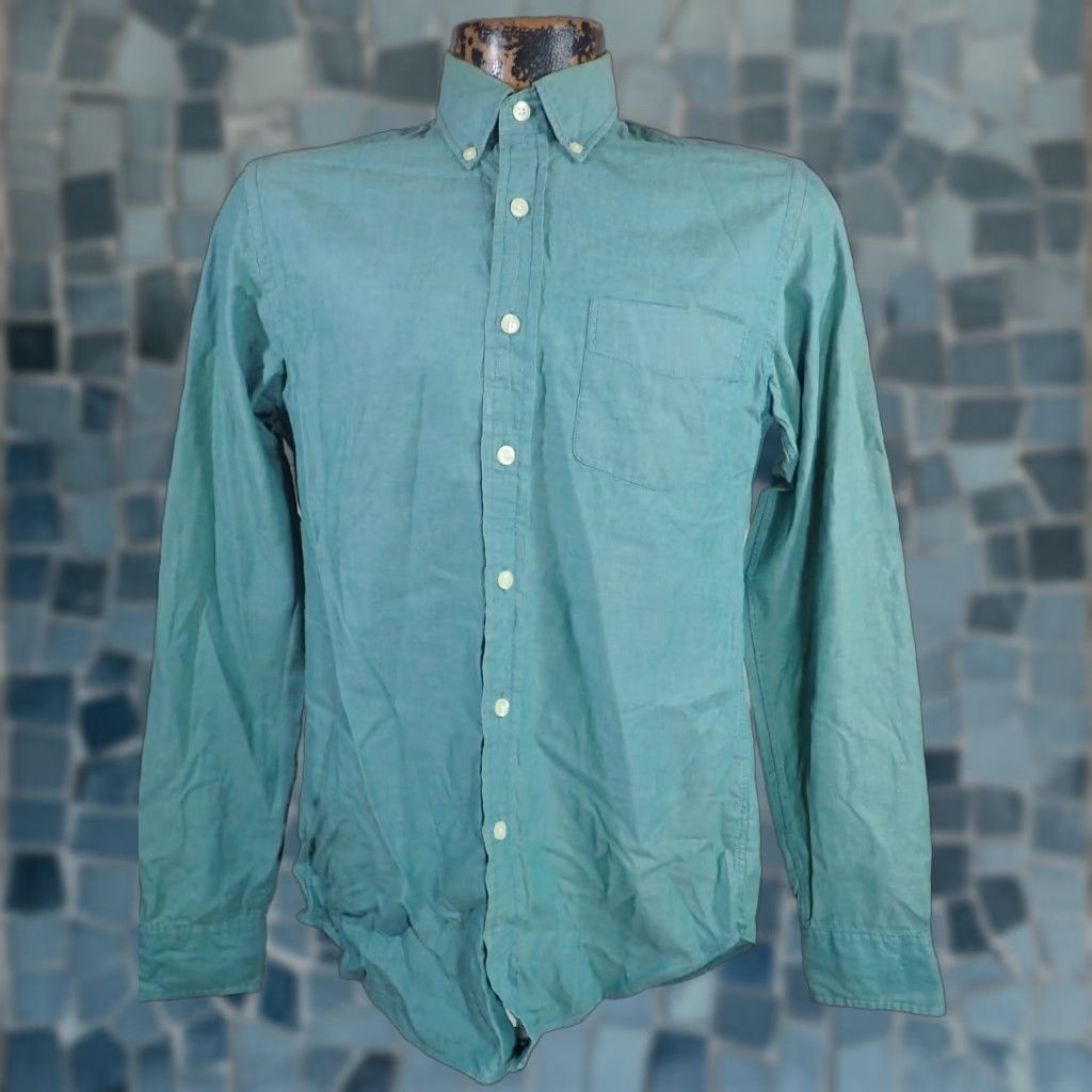 J.Crew VINTAGE J.CREW SUNWASHED SAGE GREEN Oxford Shirt Men XS Long Sleeve Button Down Retro 90s Classic College Mens Size US XS / EU 42 / 0 - 1 Thumbnail