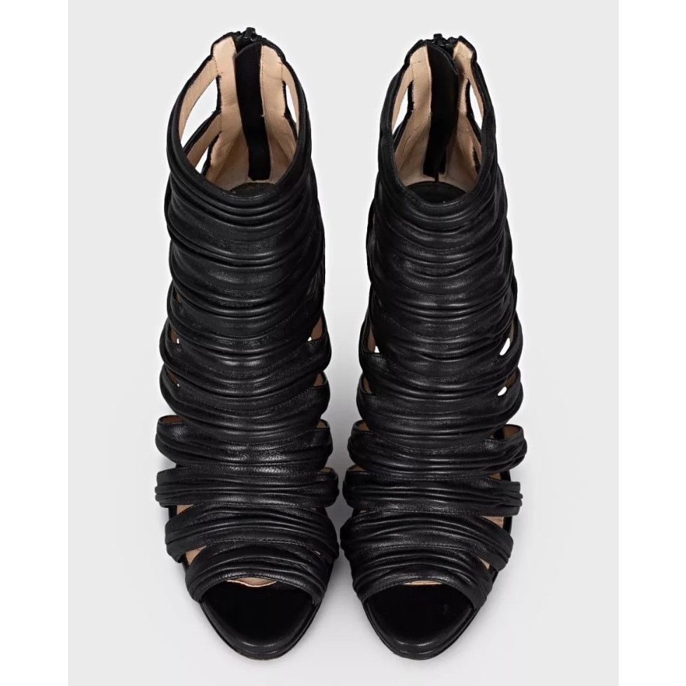 Christian Louboutin Christian Louboutin Black Leather Striped Pumps 36.5 Size US 6.5 / IT 36.5 - 2 Thumbnail