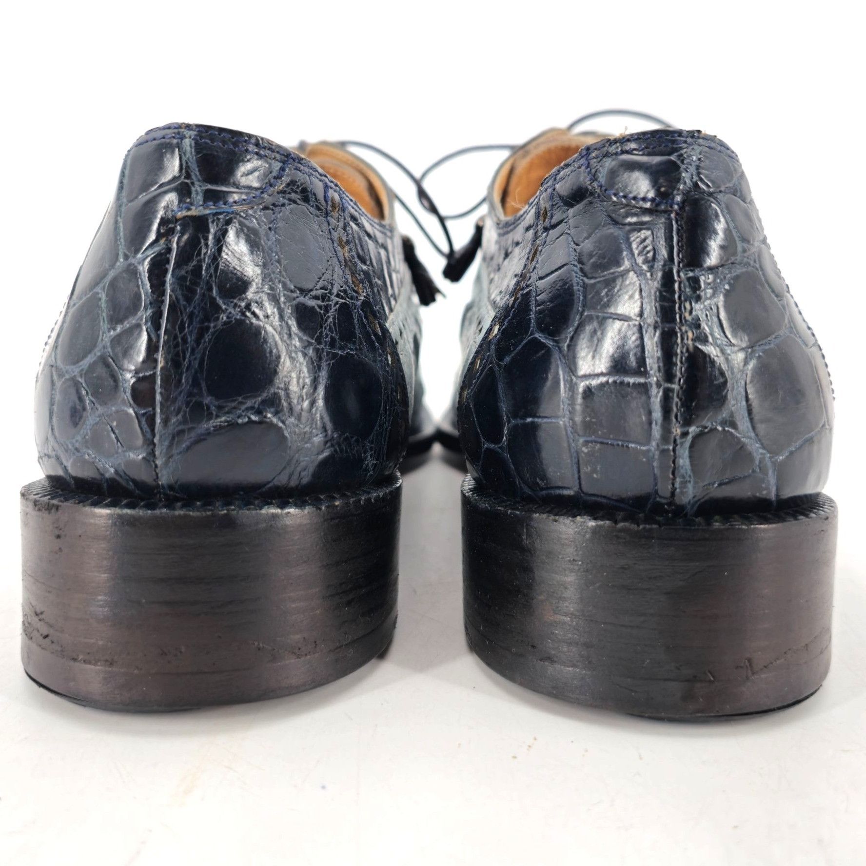 Mauri Vintage Mauri Exotic Alligator Ostrich Navy Blue Dress Shoes Size US 12 / EU 45 - 5 Thumbnail