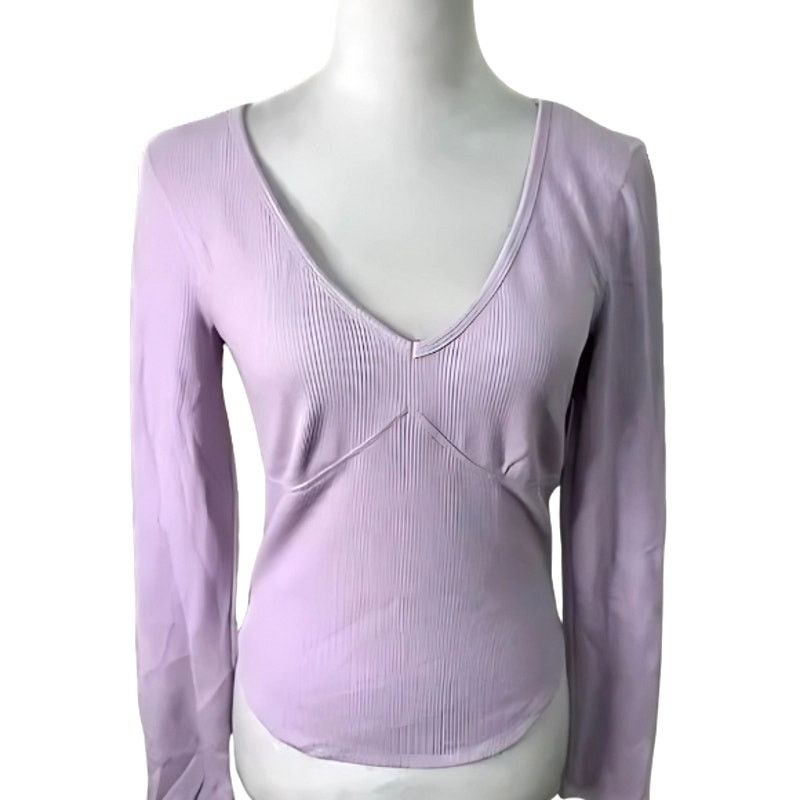 BP. BP. Long Sleeve Ribbed Deep Thermal Top Purple W Small NWT Size S / US 4 / IT 40 - 1 Thumbnail
