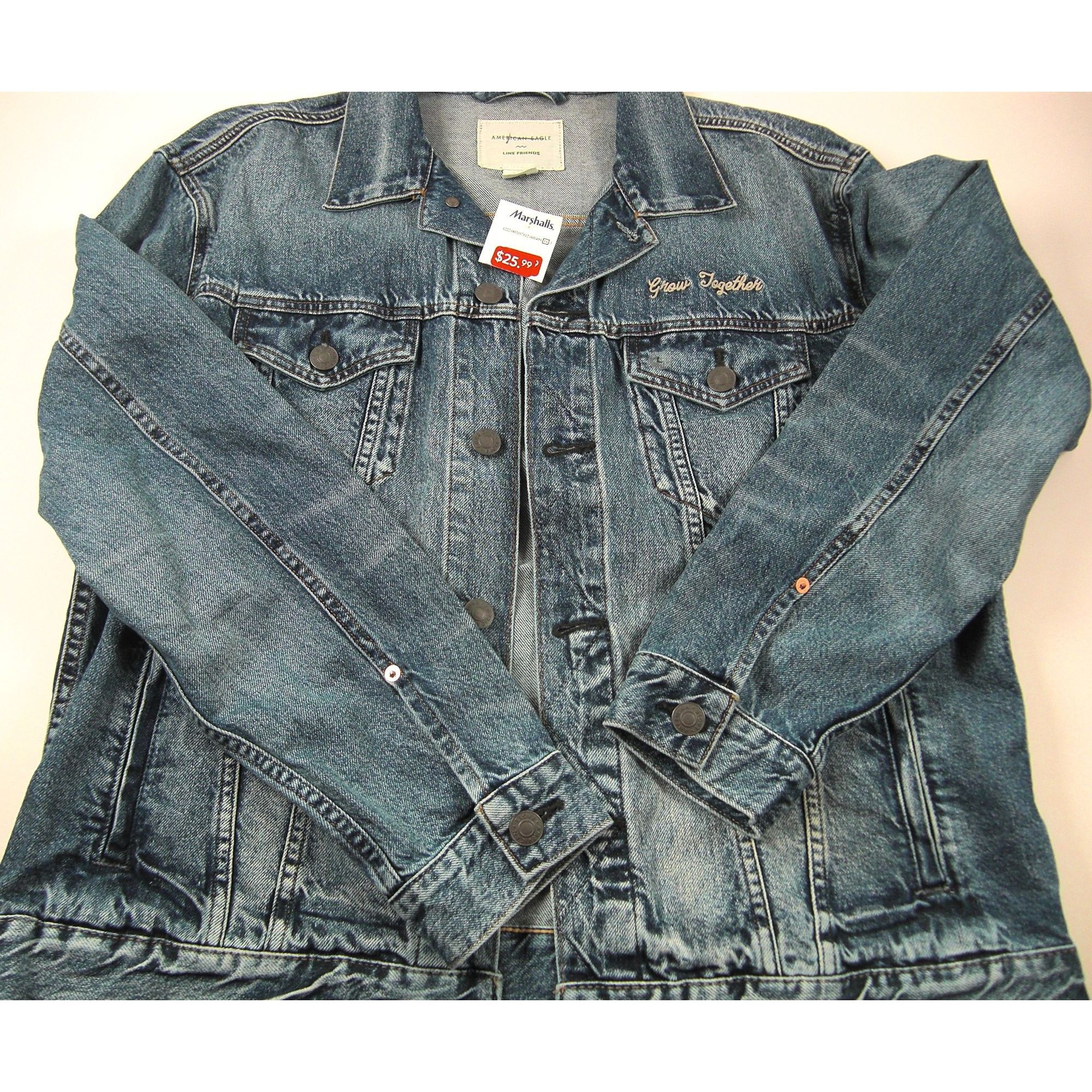 Other American Eagle Line Friends Size L Men's Denim Blue Trucker Size US L / EU 52-54 / 3 - 7 Thumbnail