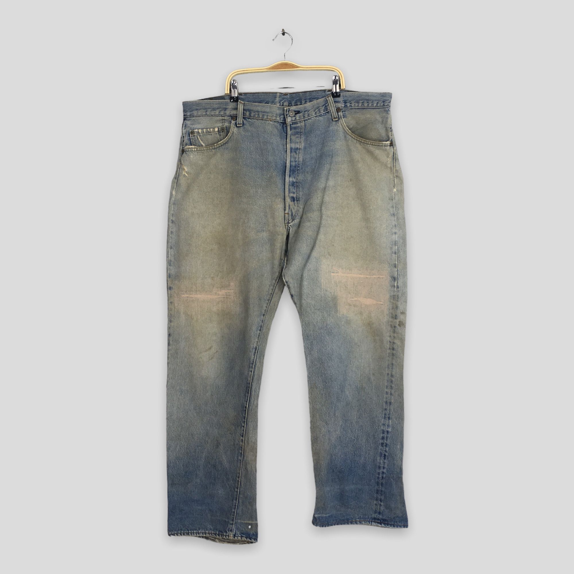 image of Distressed Denim x Levis Size 40X30.5 Vintage 1970S Levi's 501 Selvedge Jeans in Blue, Men's