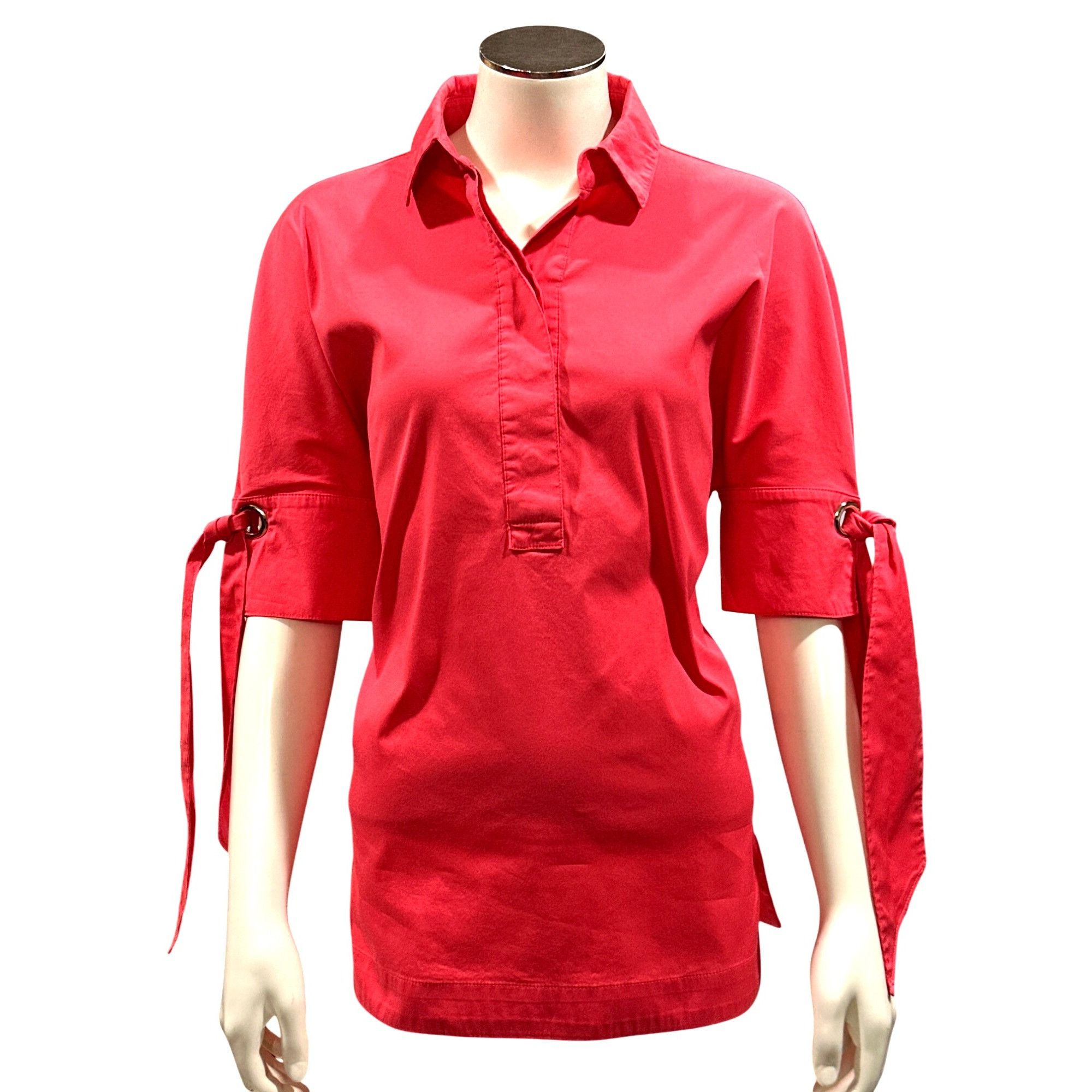 Chicos Chicos Poplin Bow and Grommet Detail Tunic Size S / US 4 / IT 40 - 1 Thumbnail