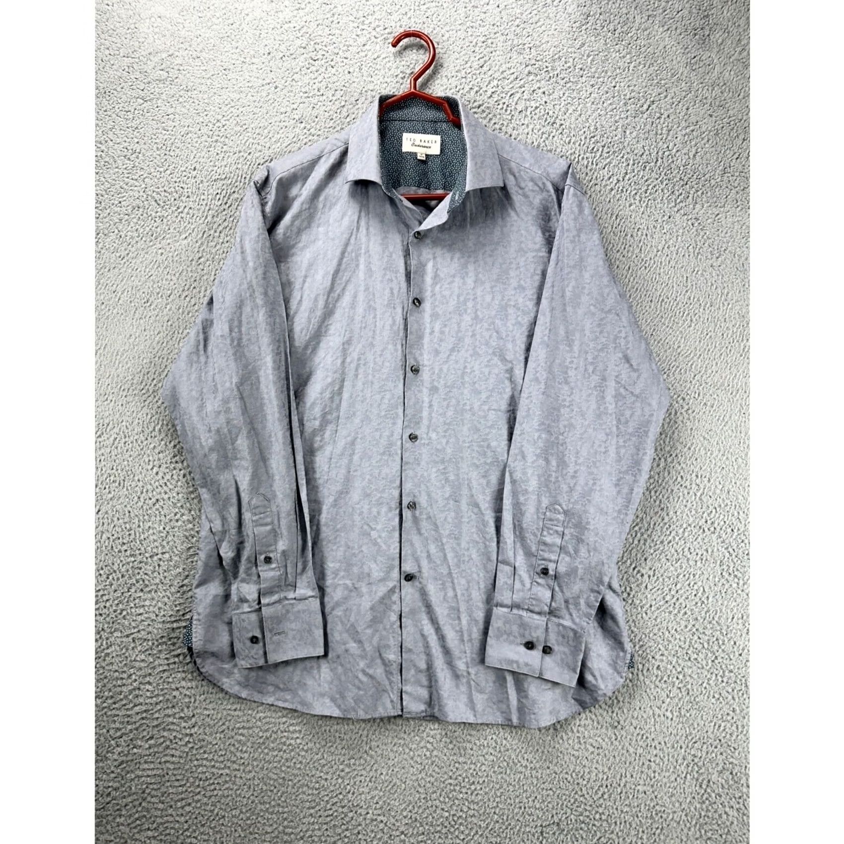 Ted Baker Ted Baker Dress Shirt Men 17 34-35 Endurance Grey Button Up Long Sleeve Mens Size 46R - 4 Thumbnail